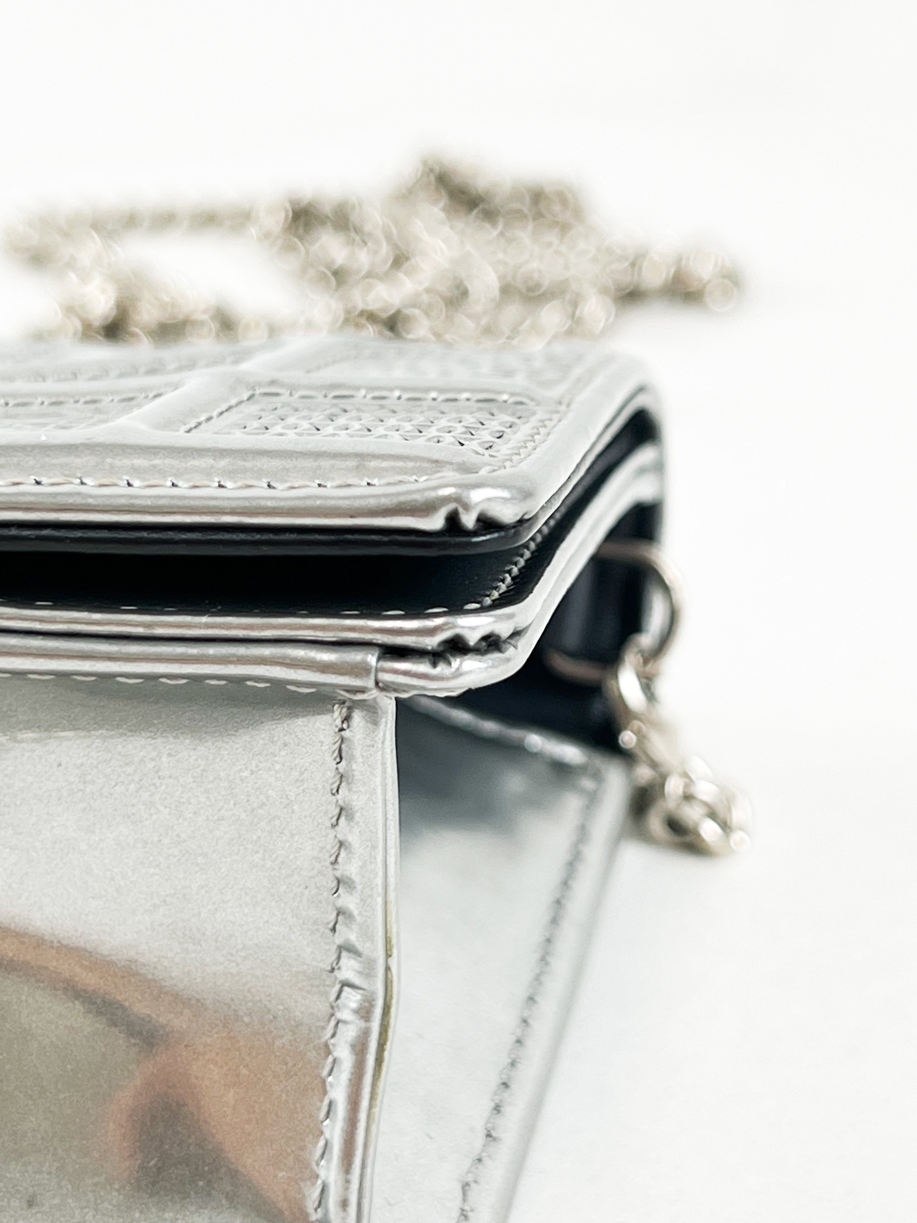 Christian Dior Silver Diorama Micro WOC