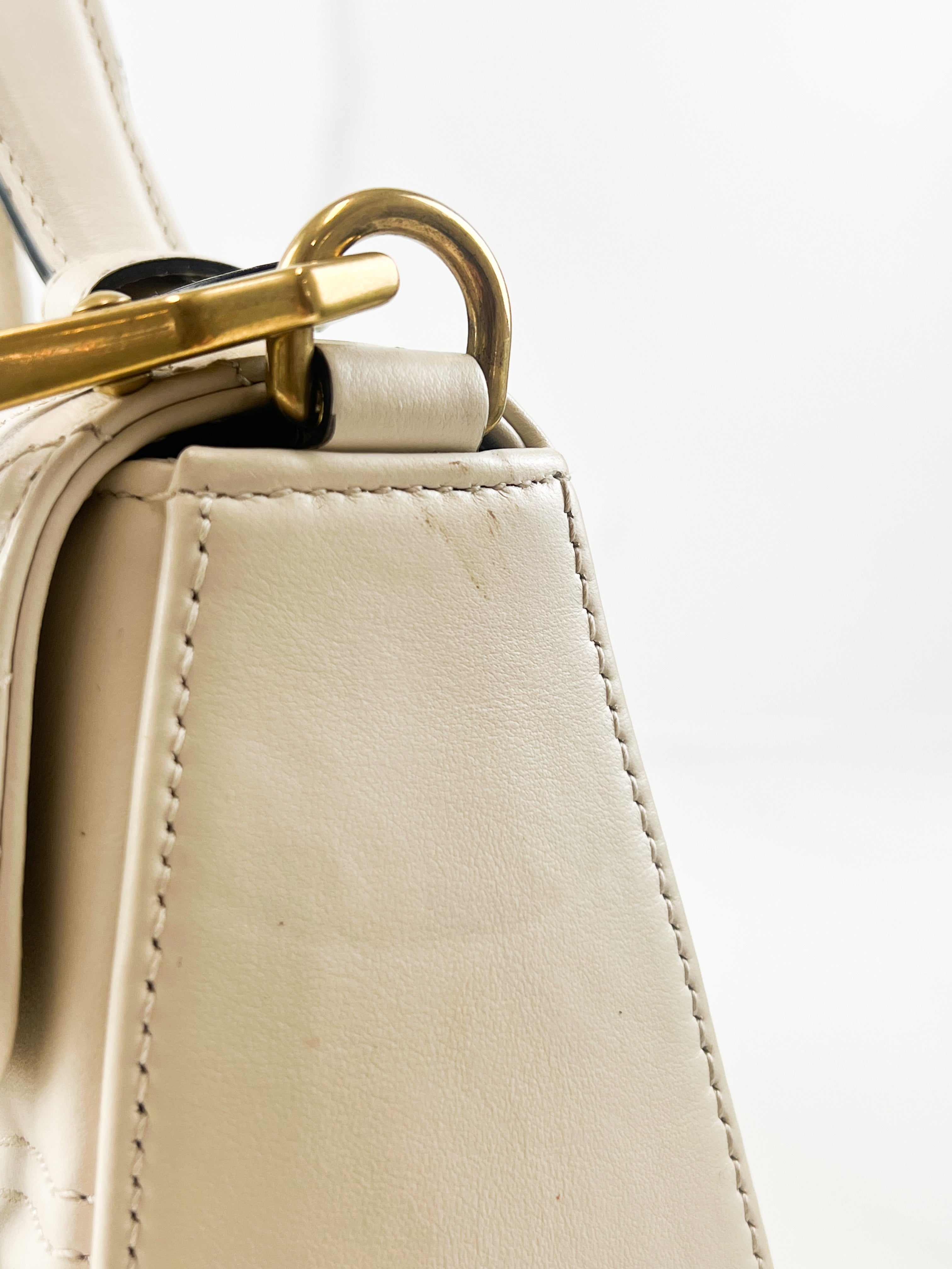 Gucci GG Marmont Matelasse Top Handle Bag in White