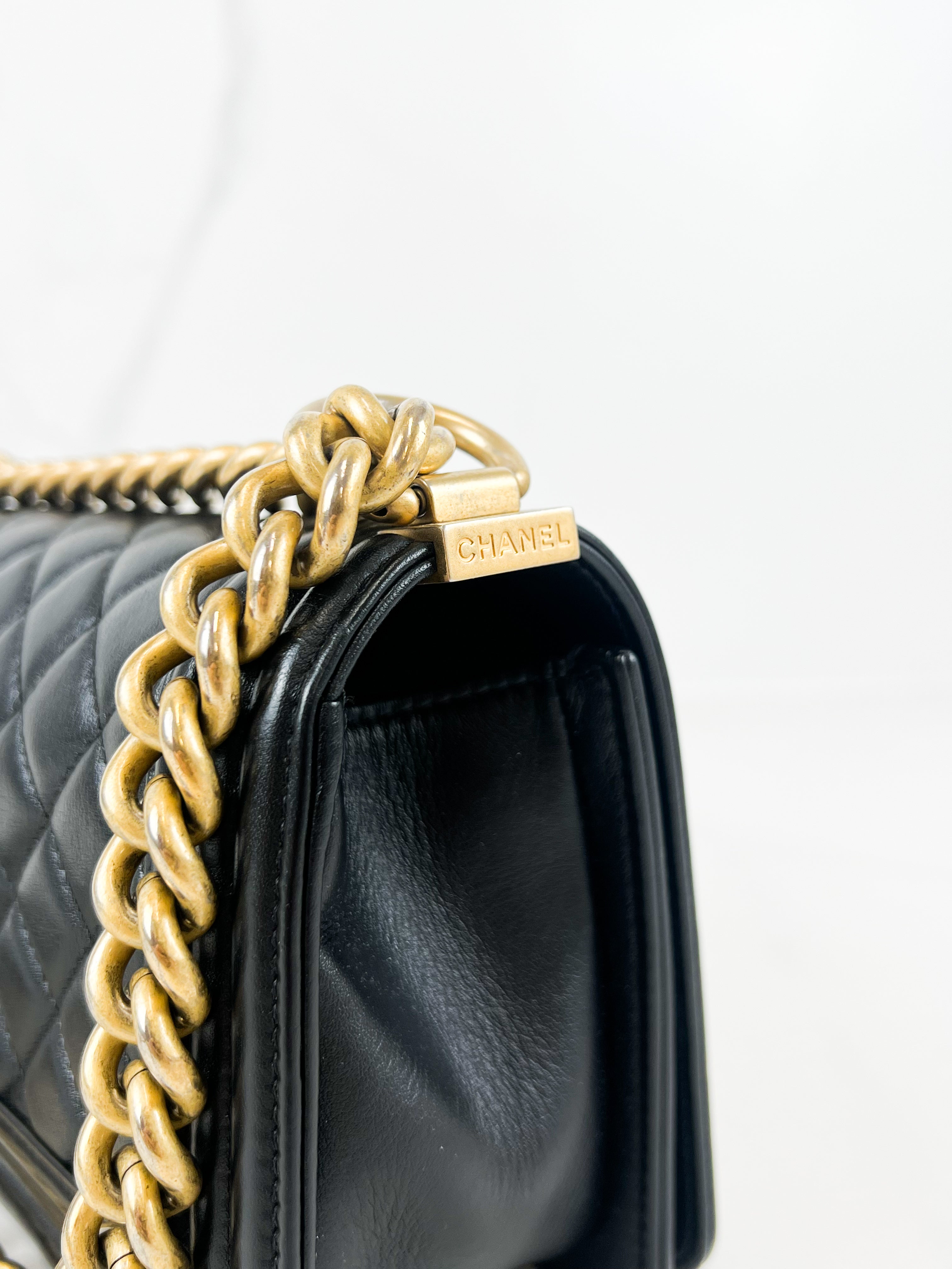 Chanel Small Quilted Calfskin Boy Bag with Gold Hardware
