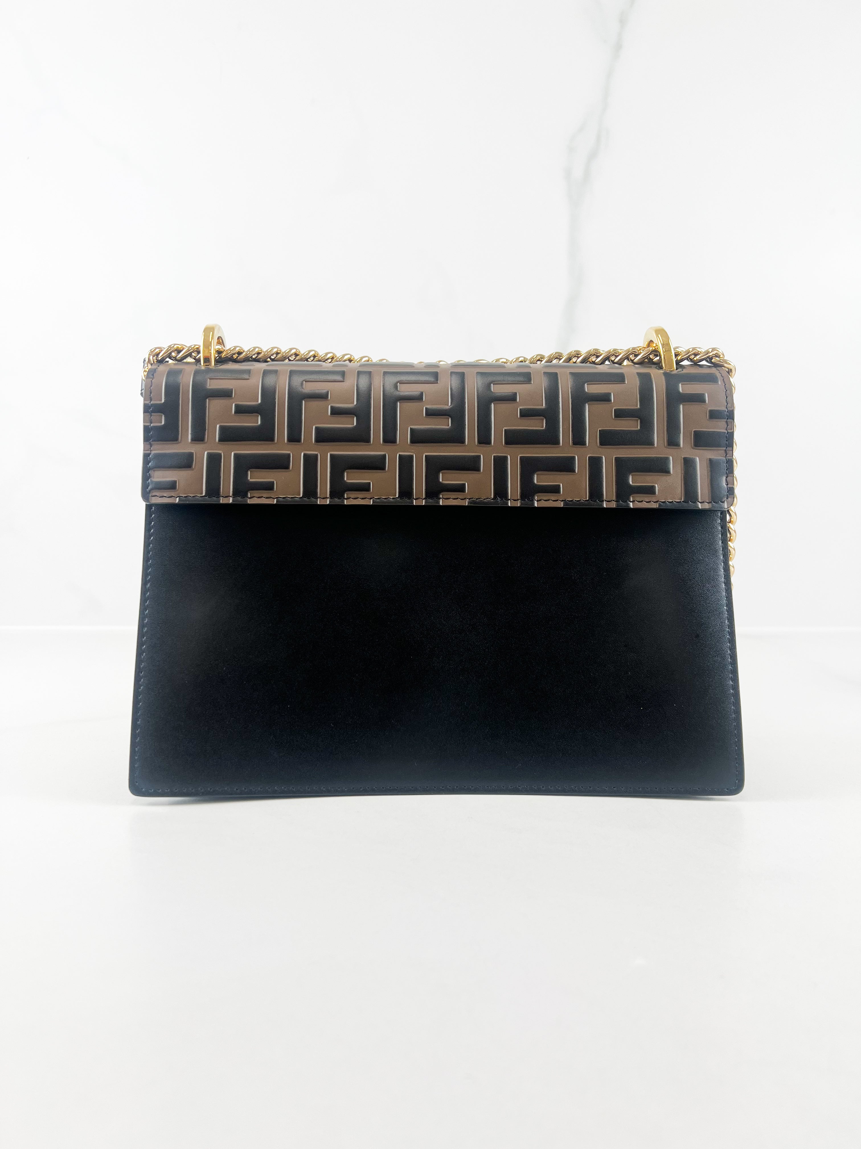 Fendi Kan I Medium Embossed Shoulder Flap Bag