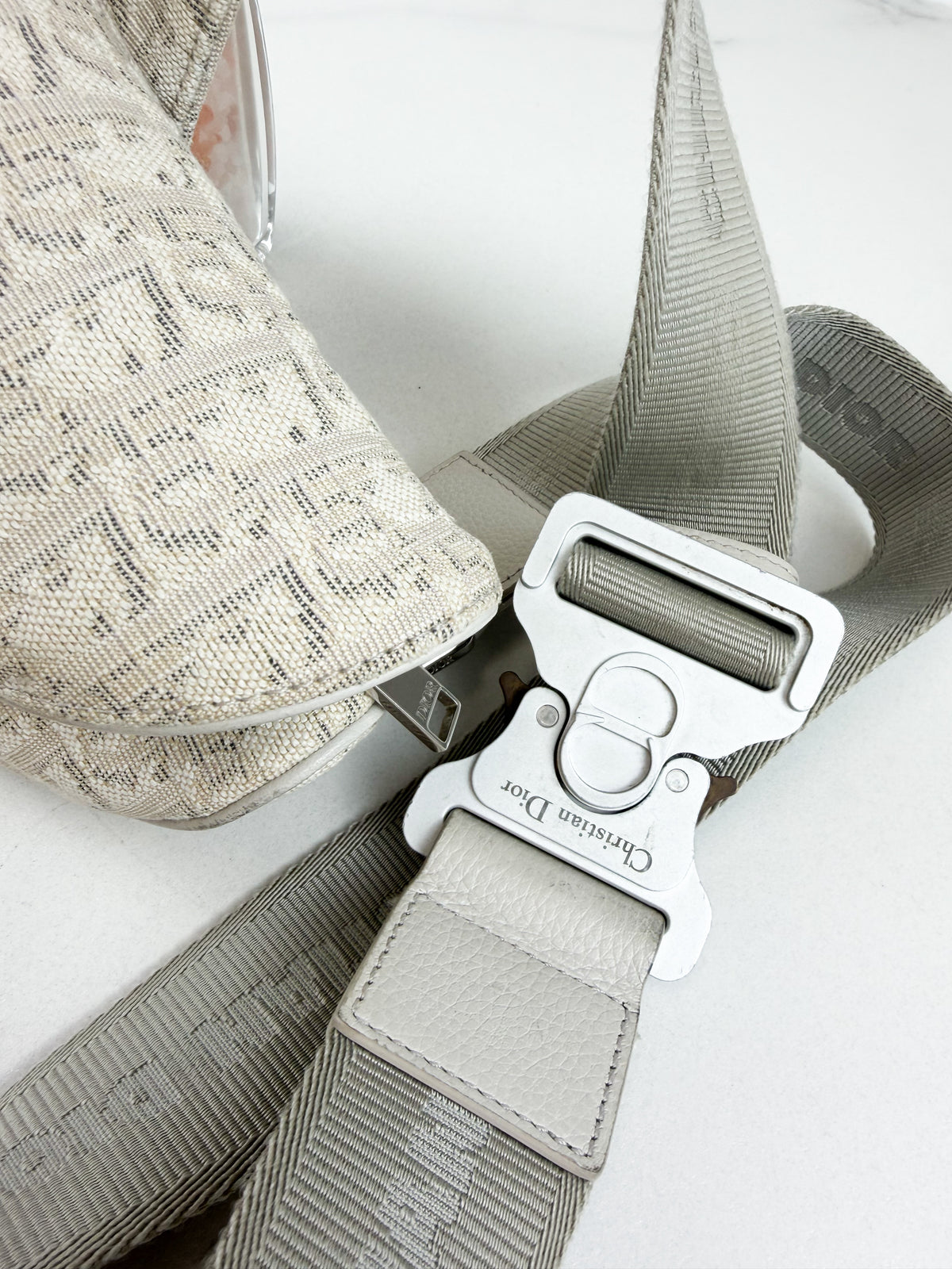 Christian Dior Unisex Saddle Bag in Oblique Canvas Latte & Gray