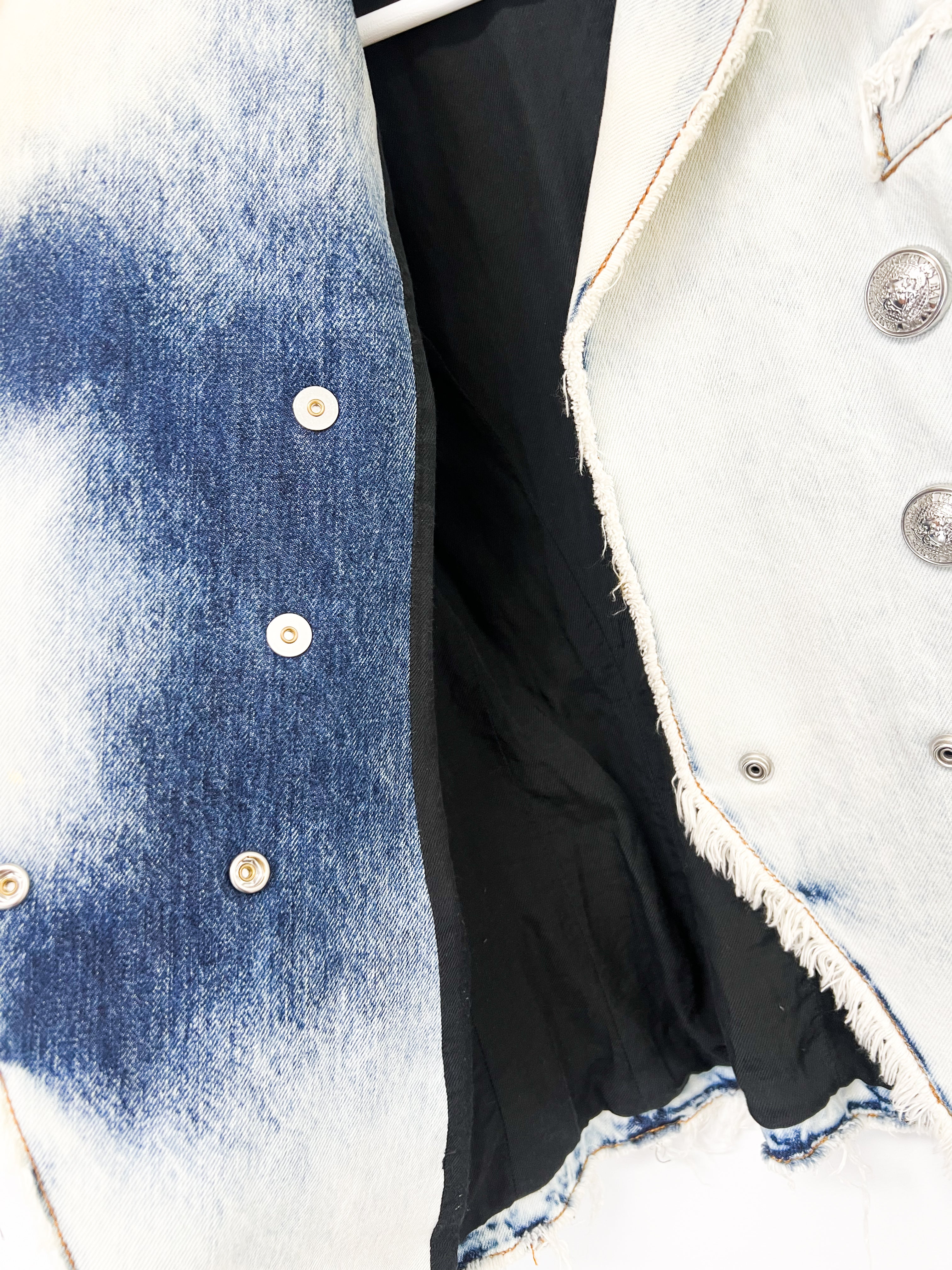 Balmain Blazer with Silver Buttons in Denim Size 34 (6)