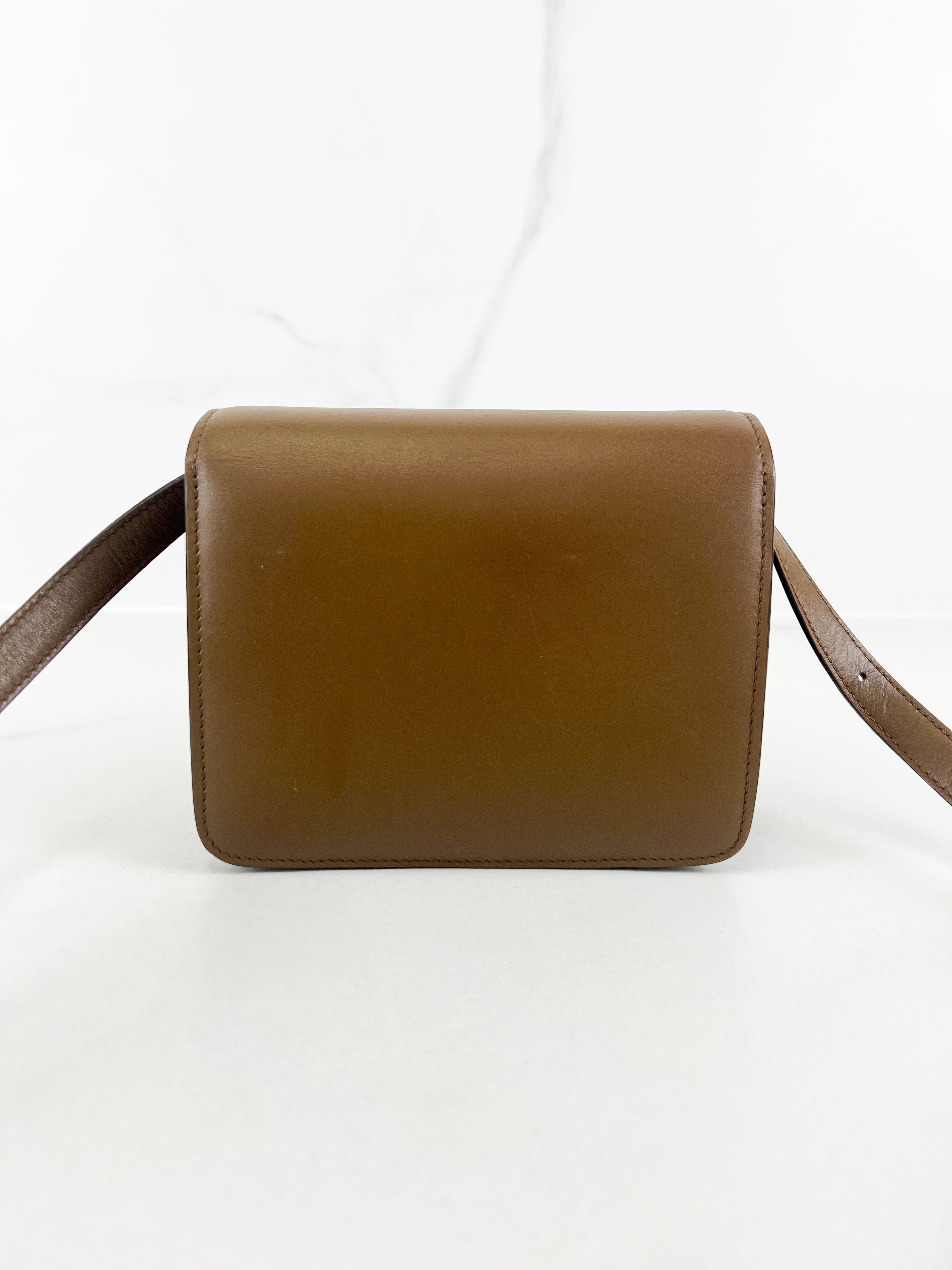 Celine Small Classic Box Flap Bag in Brown Leather