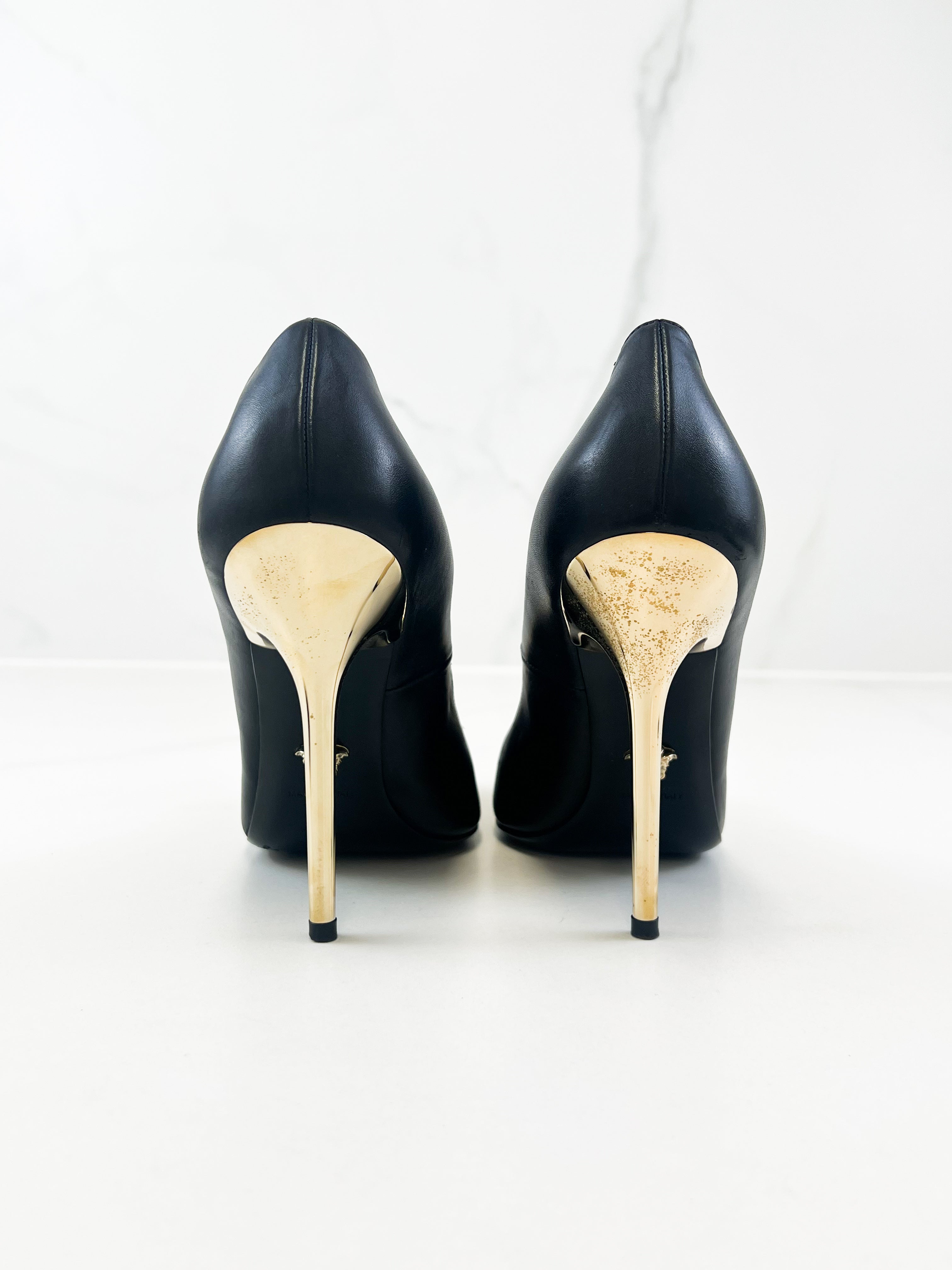 Versace Medusa Black Leather Pump Size 37