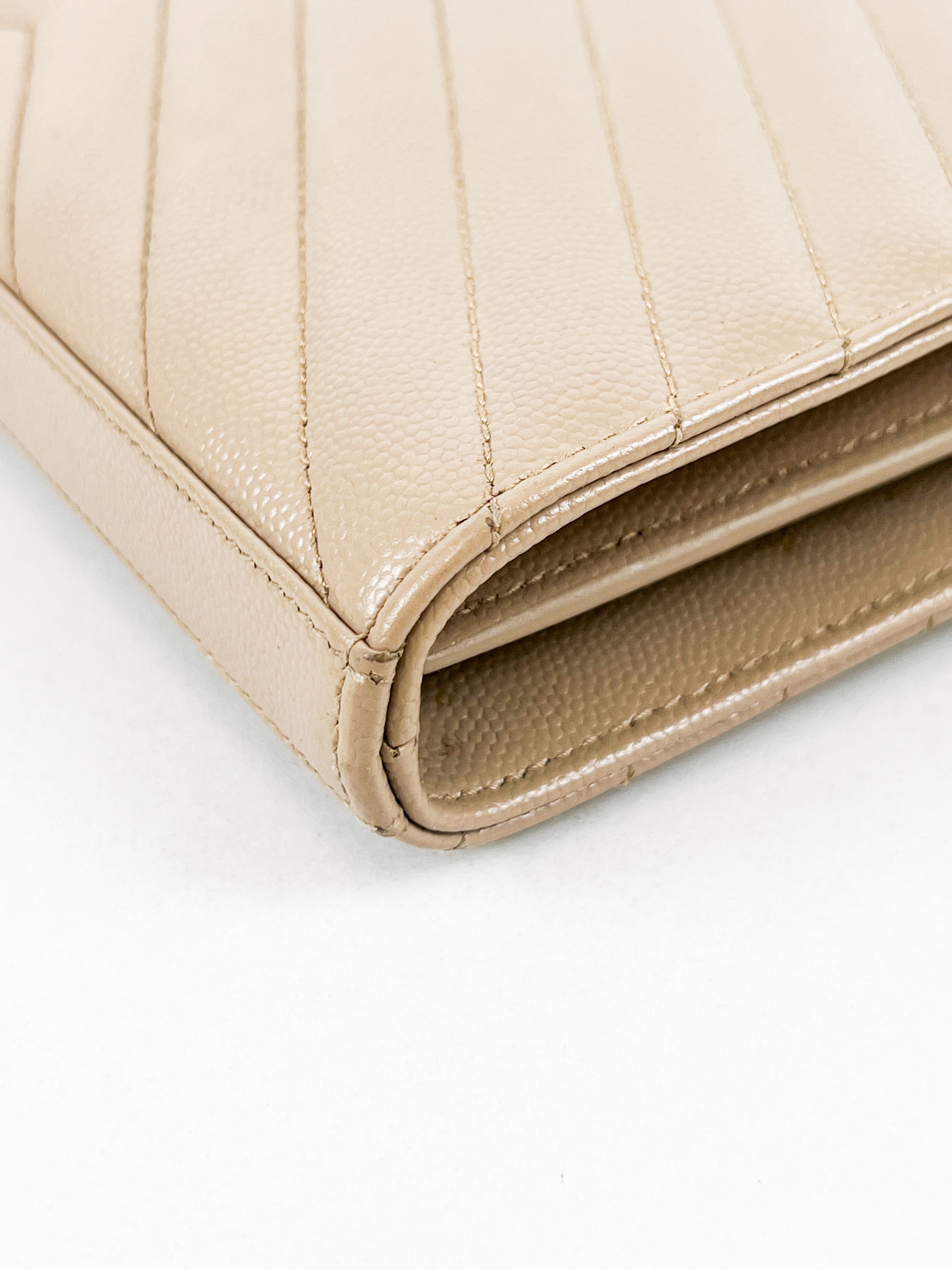 Saint Laurent Cassandra Matelasse Envelope Wallet on Chain