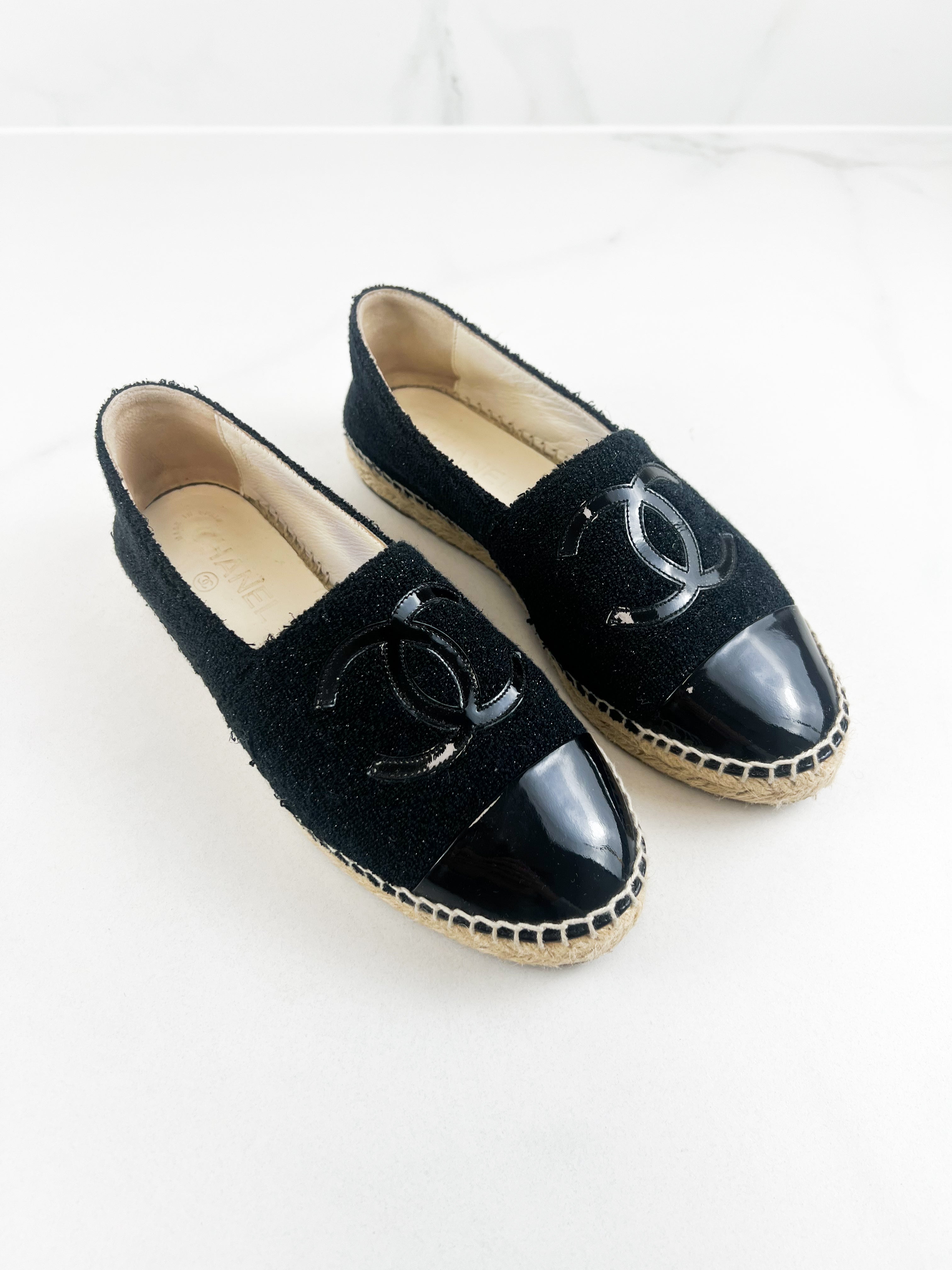 Chanel CC Tweed Espadrille Size 37