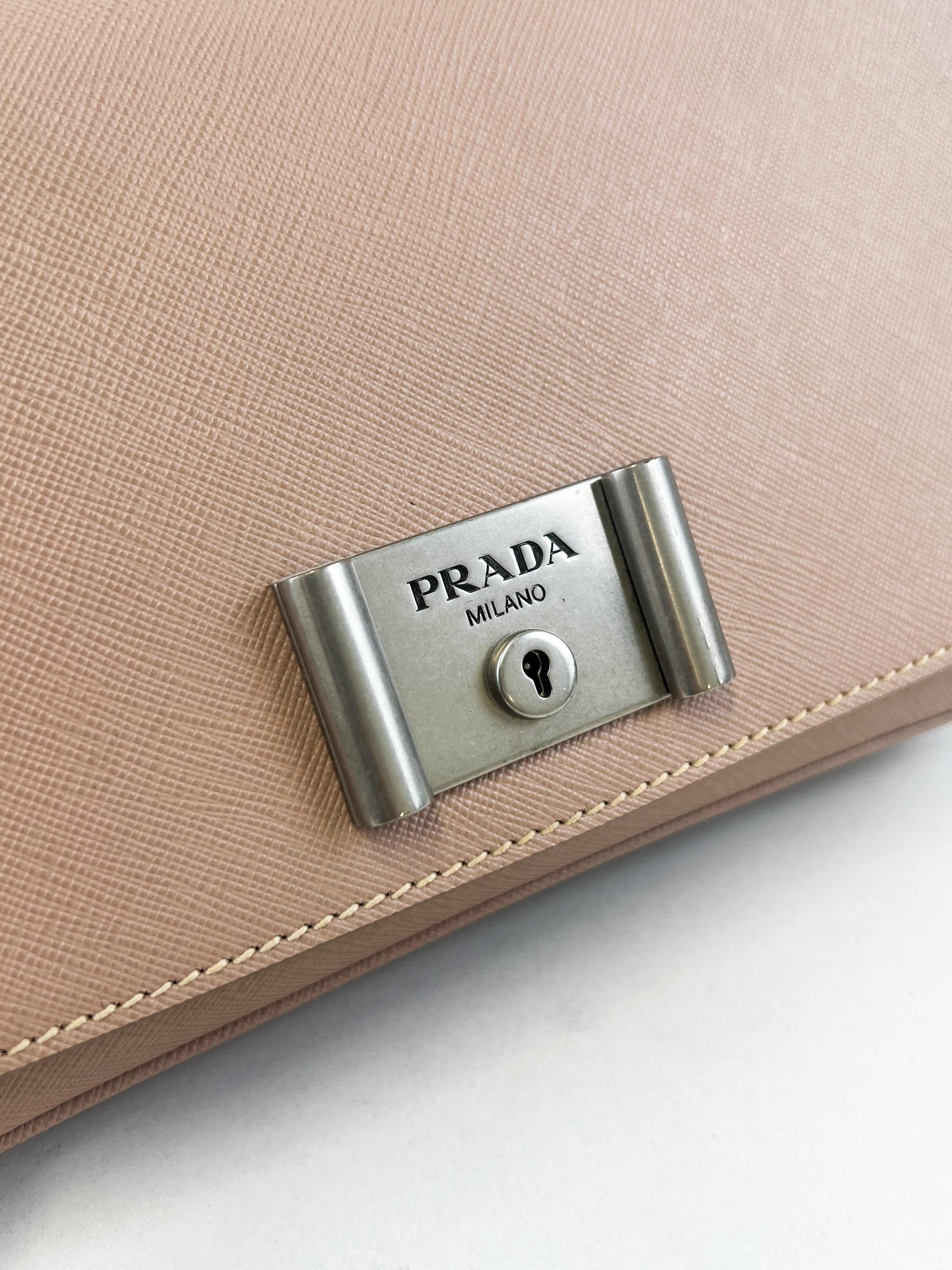 Prada Saffiano Leather Lock Crossbody Bag