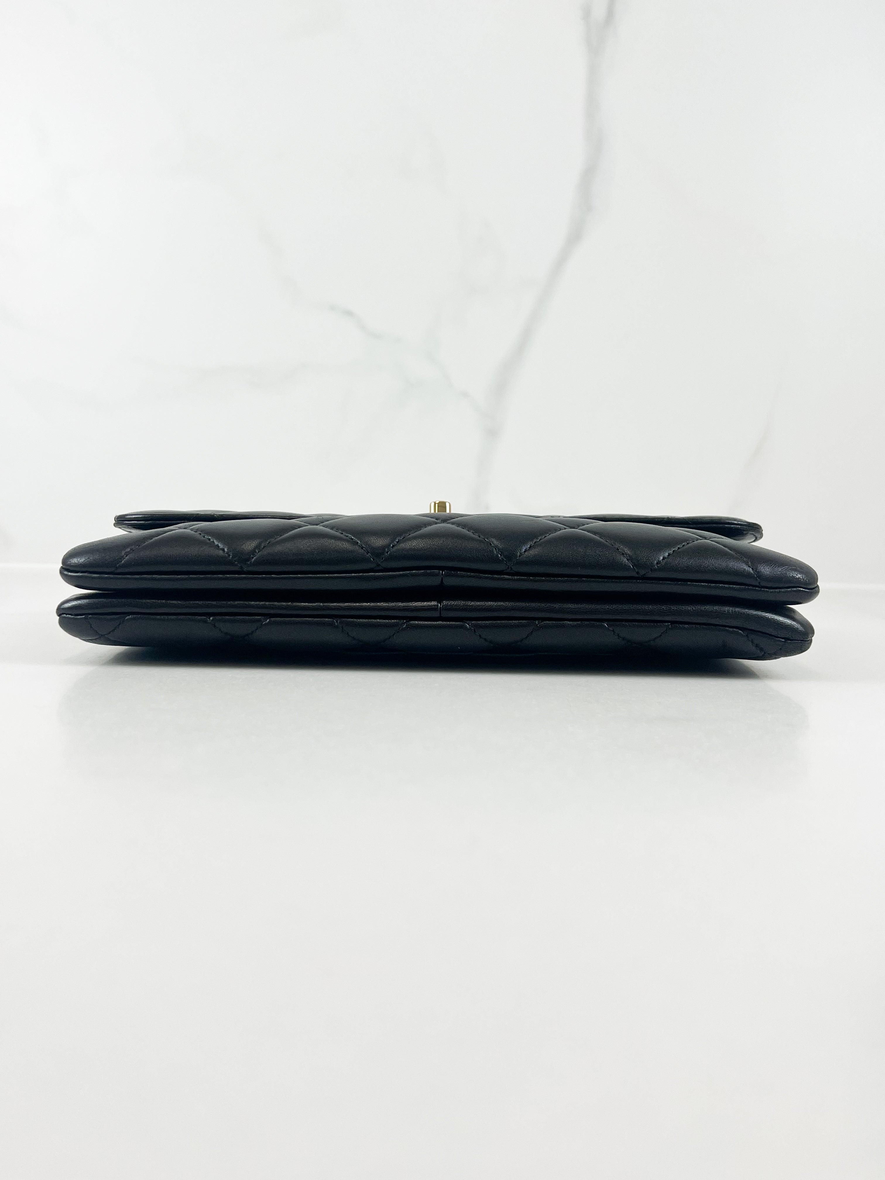 Chanel Small Lambskin Trendy Flap Bag in Black with GHW