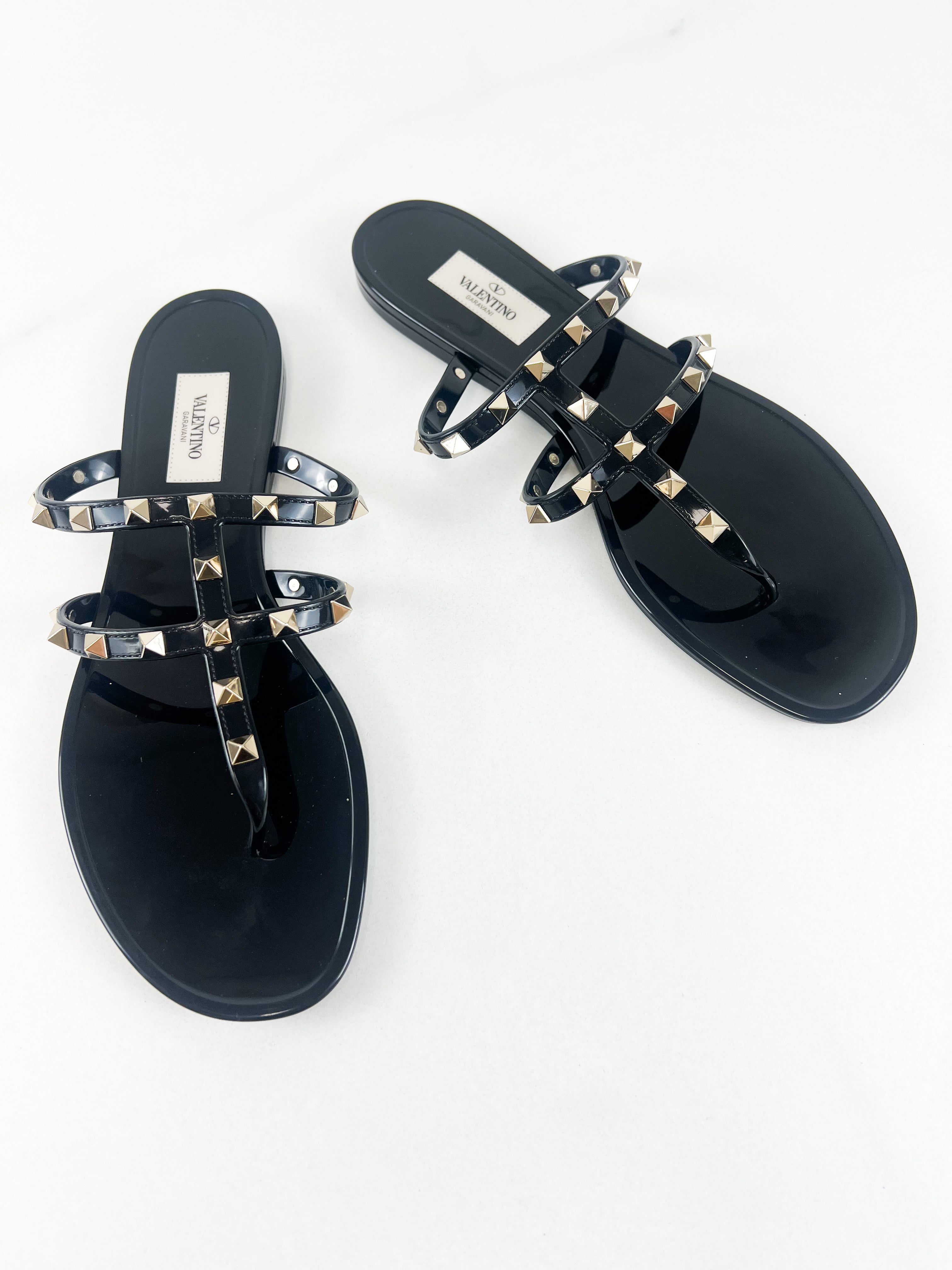 Valentino Jelly Rockstud Thong Sandals Size 41