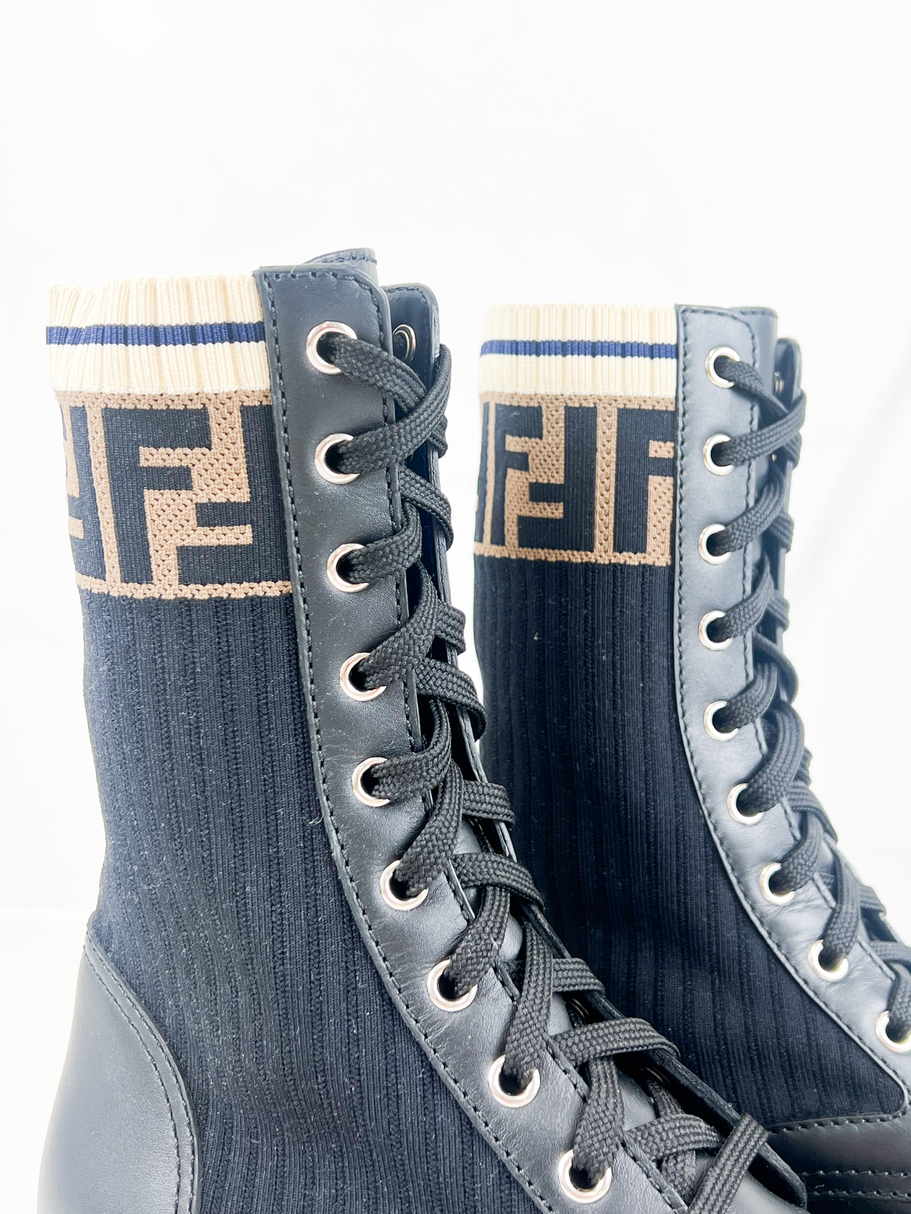 Fendi Rockoko Black Boots Size 37