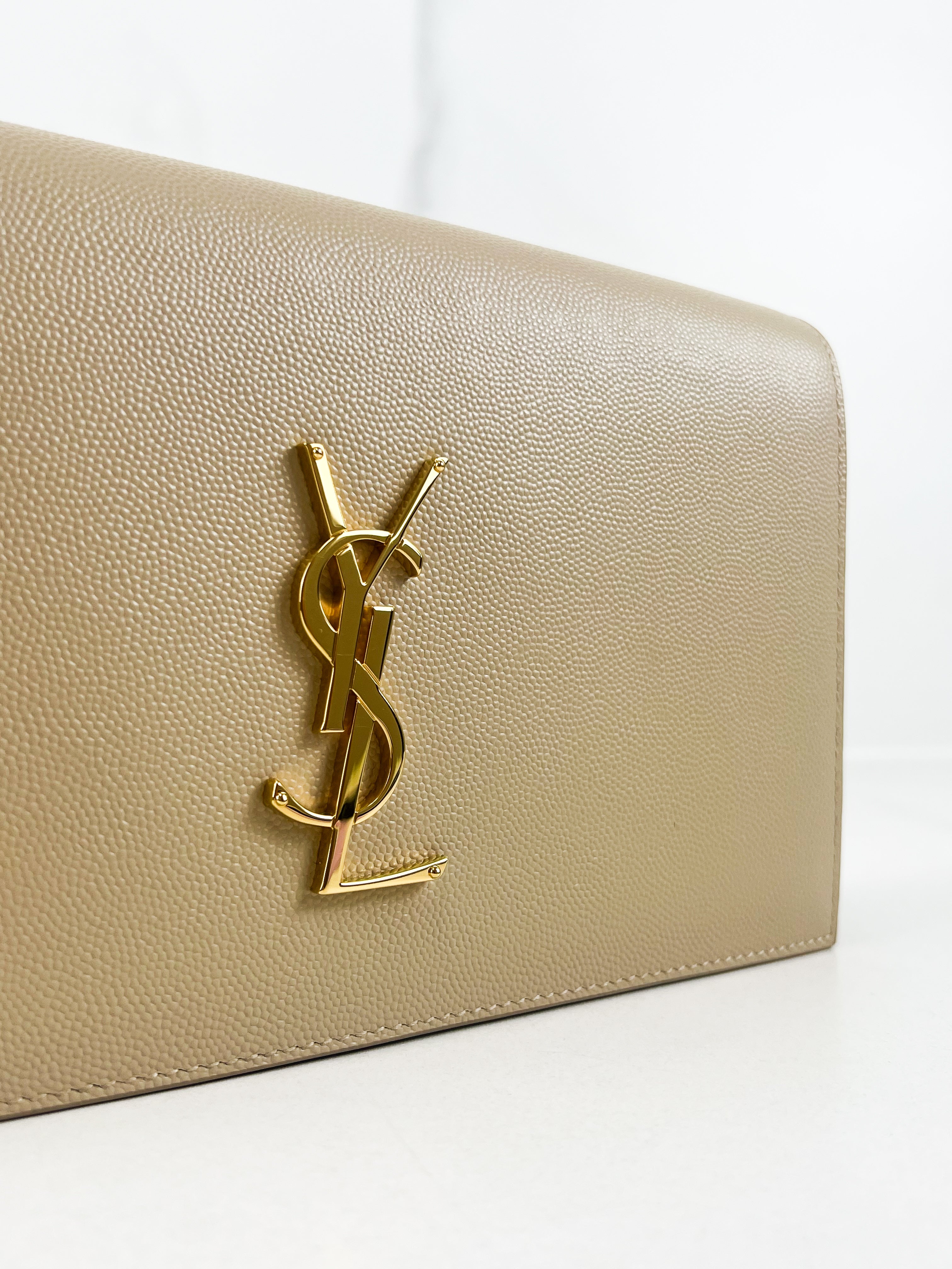 Saint Laurent Cream Clutch GHW