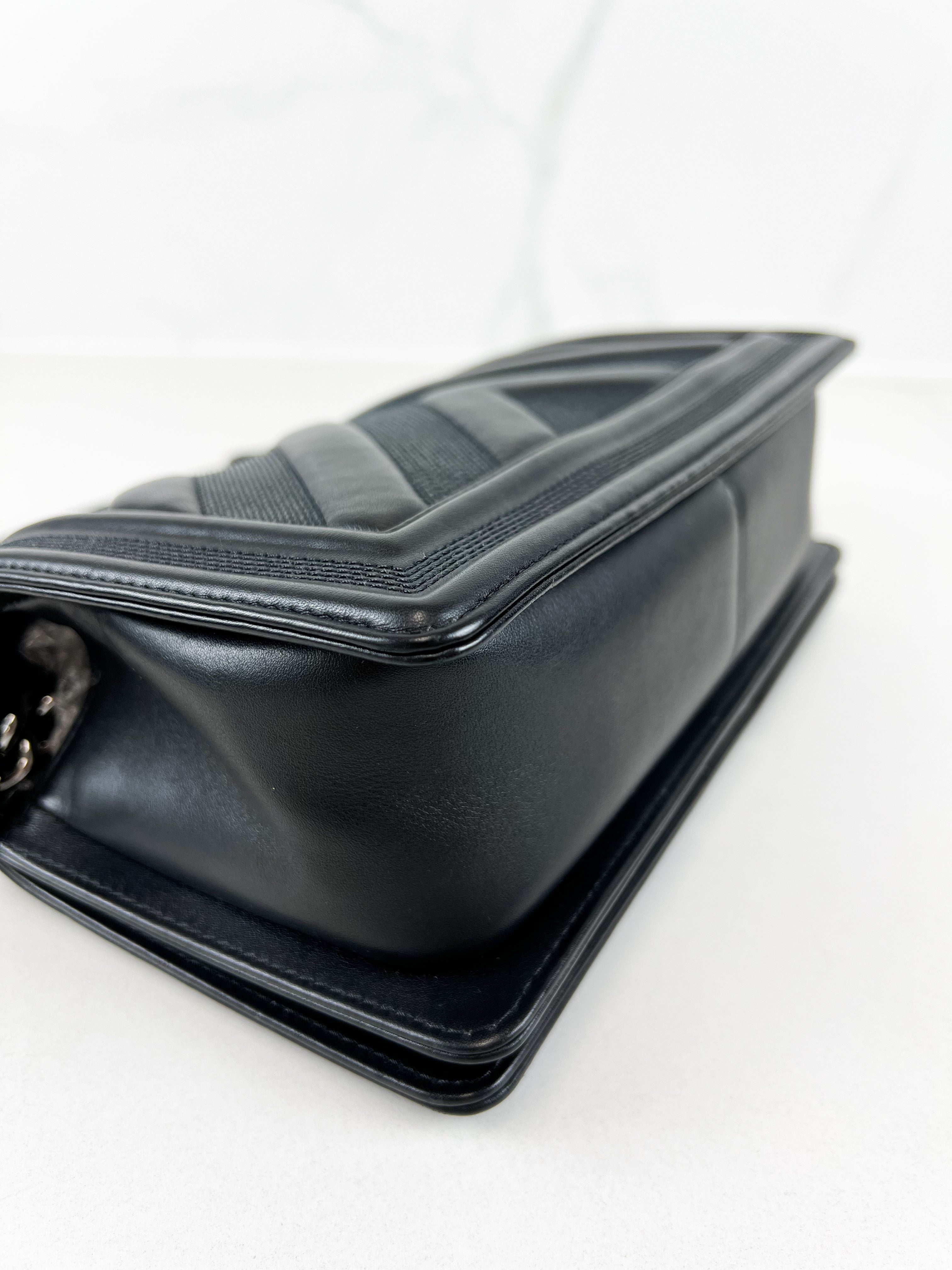 Chanel Old Medium Chevron Boy Bag with SHW