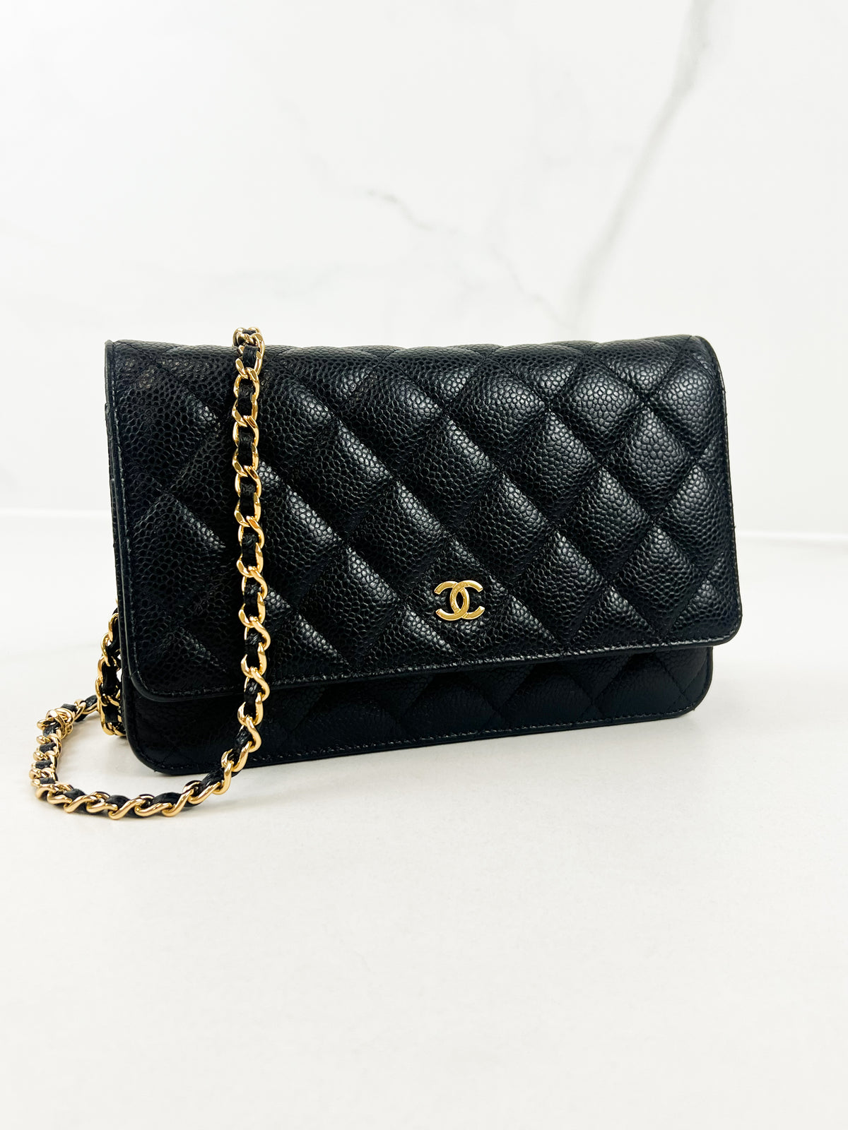 Chanel Black Classic Caviar CC WOC with GHW