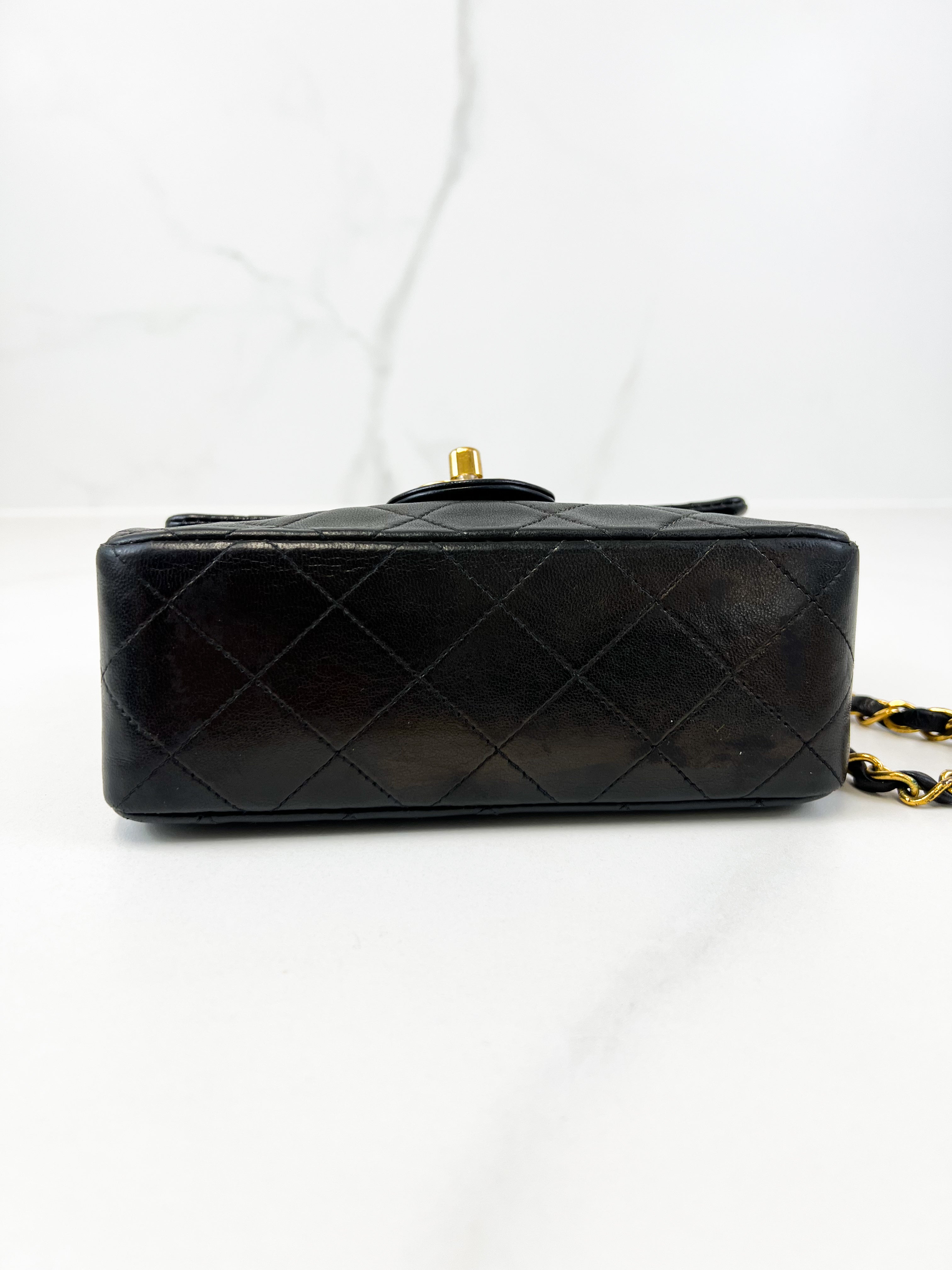 Chanel CC Mini Vintage Lambskin Black Classic Double Flap Shoulder Bag