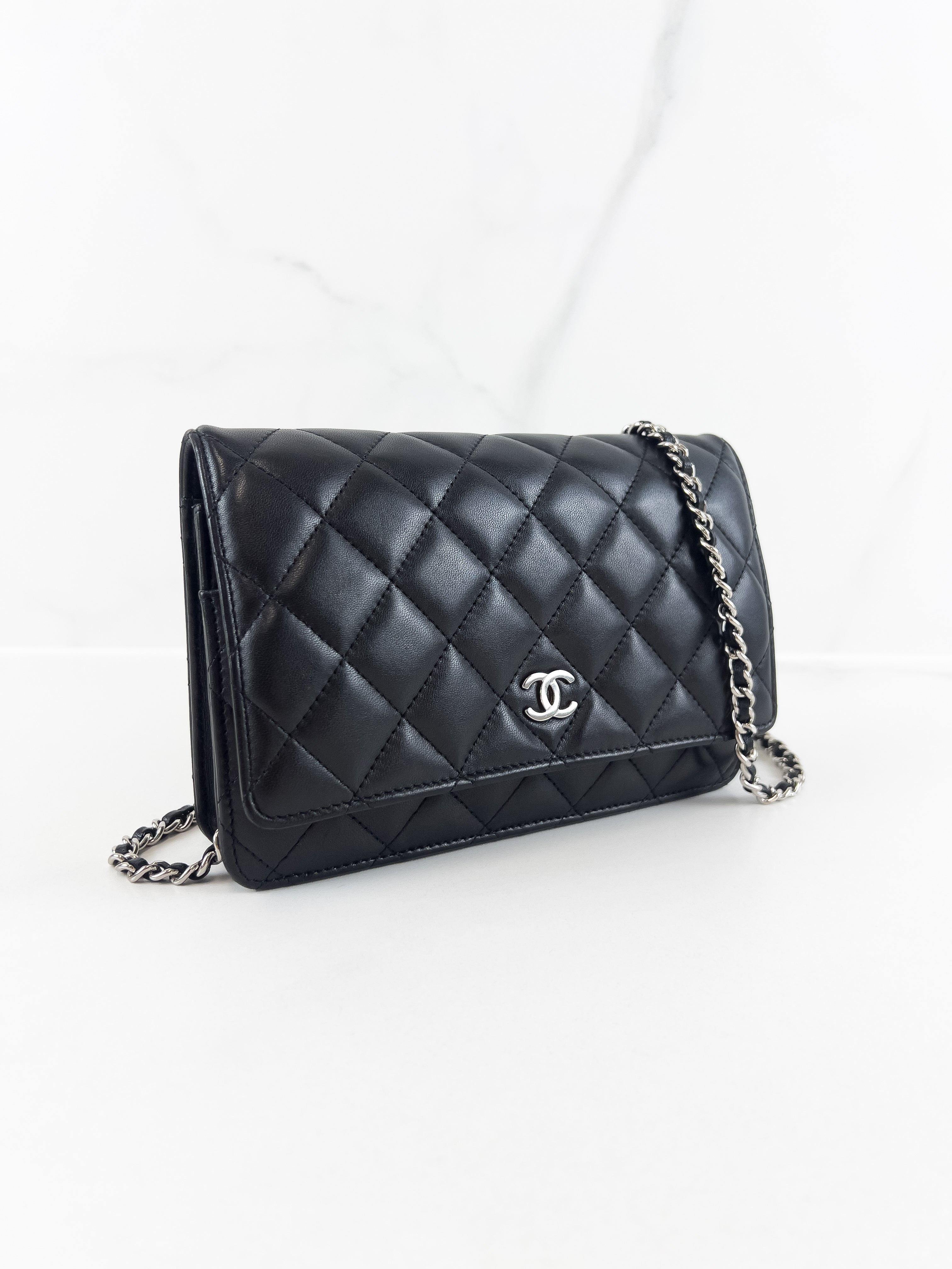 Chanel Lambskin Black CC WOC with SHW