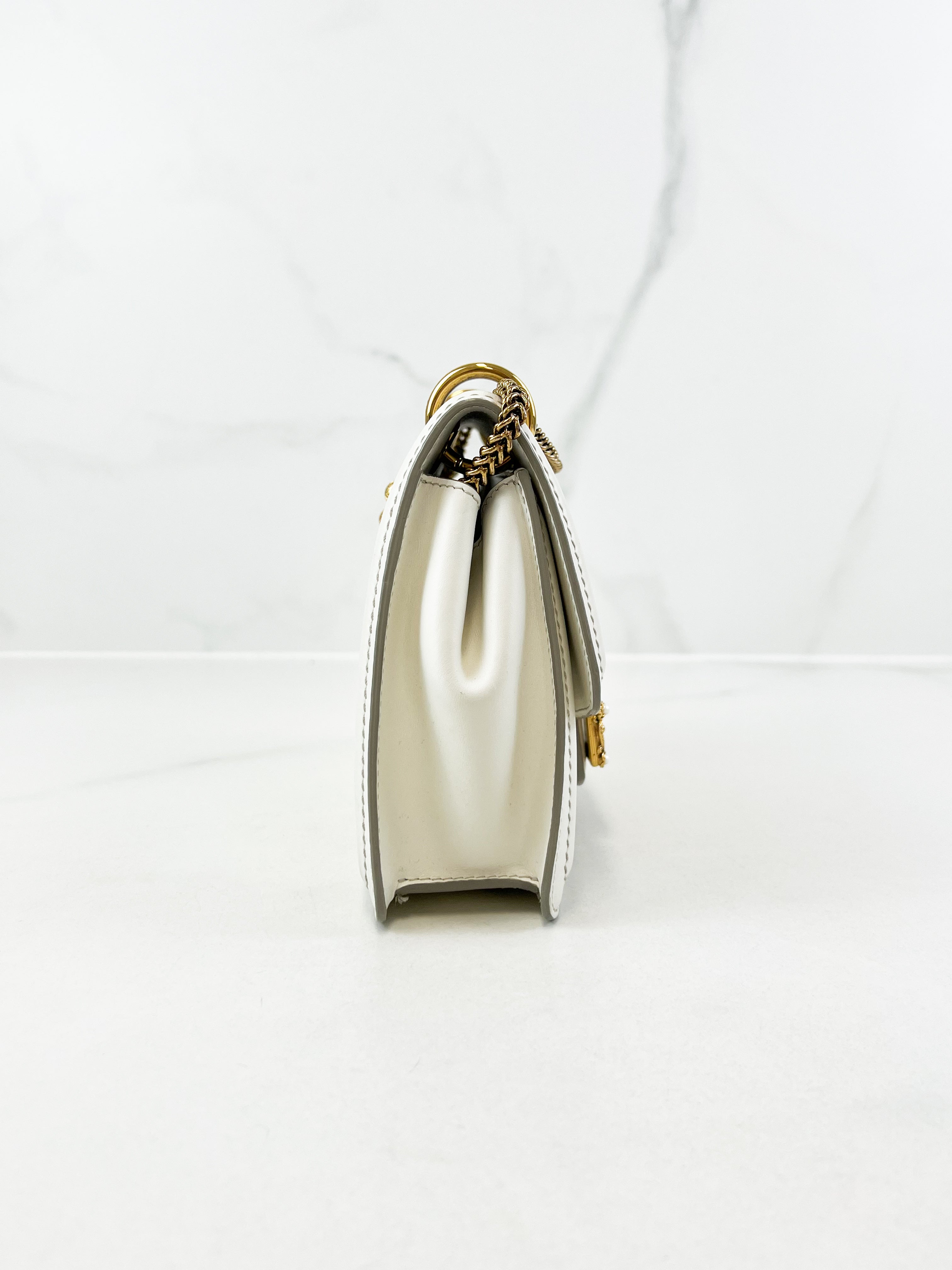 Dolce & Gabbana Amore Chain Shoulder Bag in White with GHW