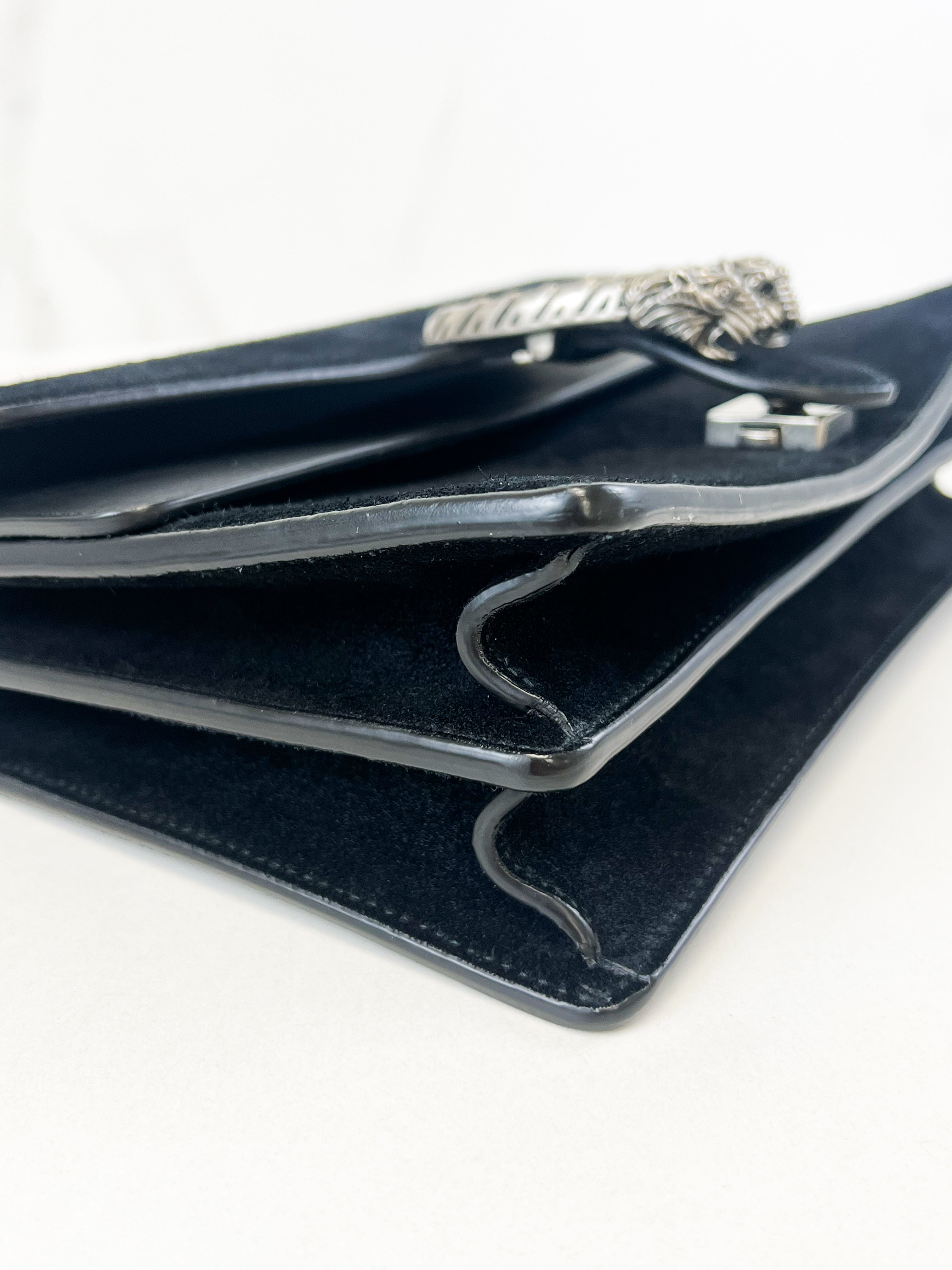 Gucci Black Medium Velvet Dionysus with Leather Detail