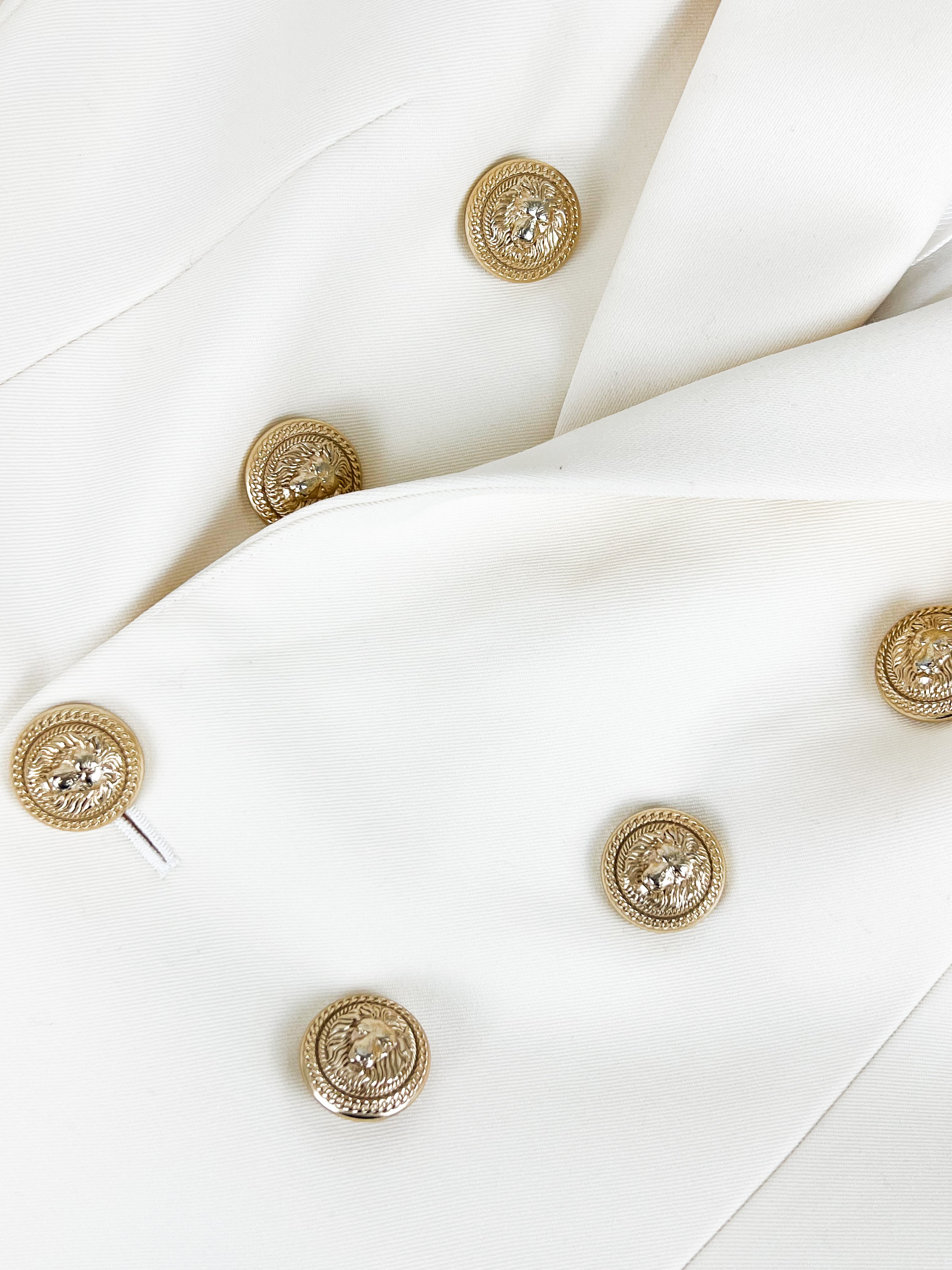 Balmain White Blazer with Gold Buttons Size 38