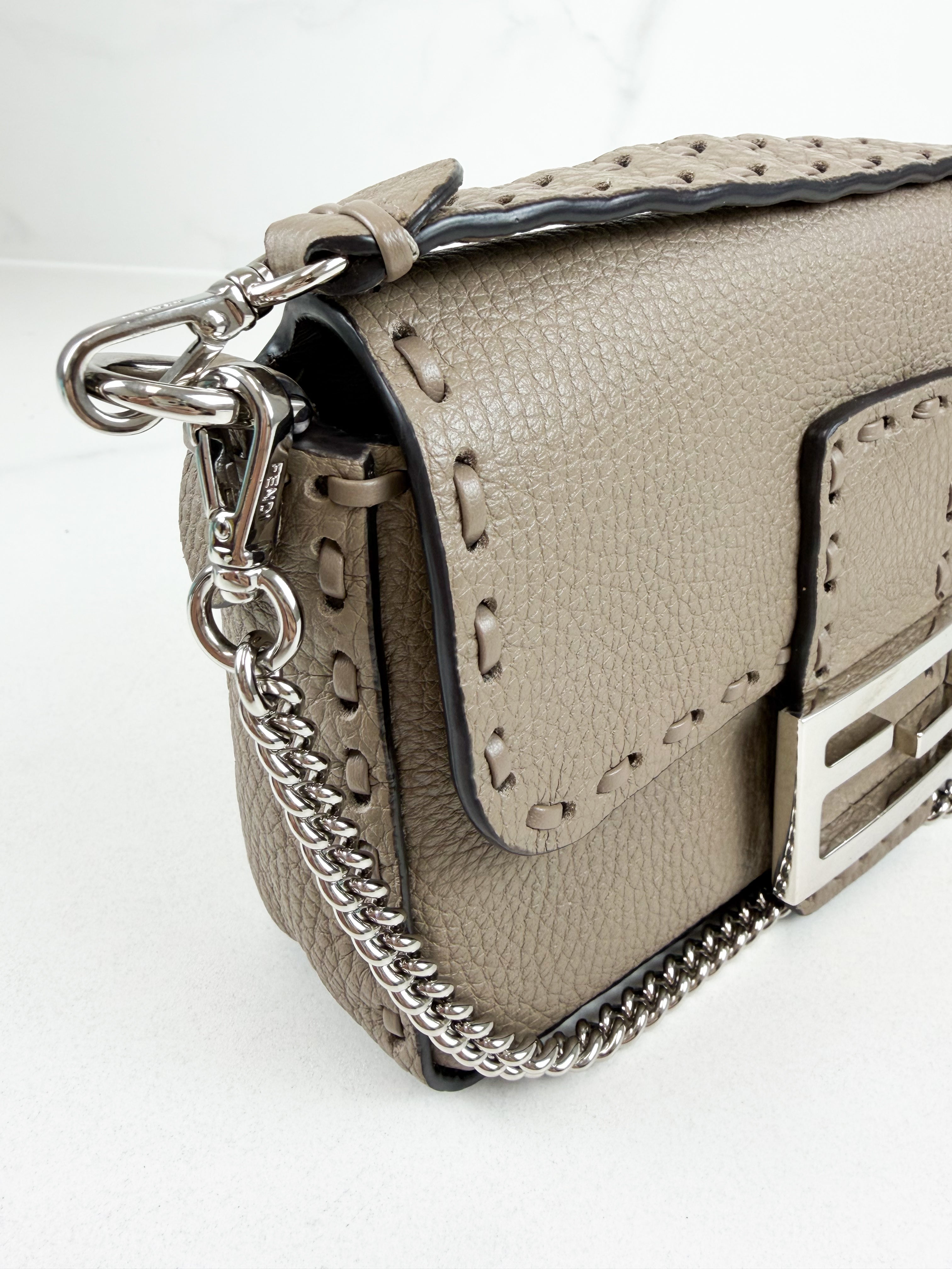 Fendi FF Calf Leather Mini Baguette