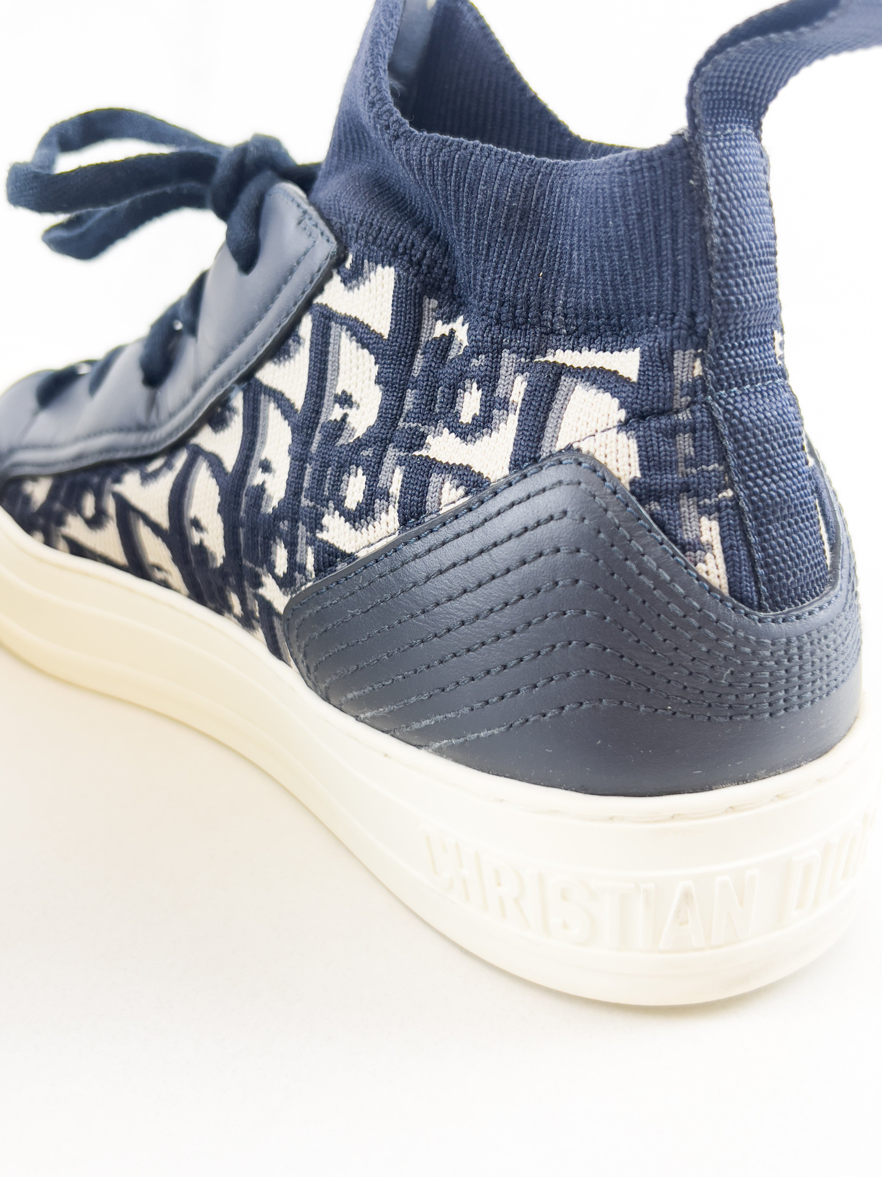 Christian Dior Walk'n'Dior Blue Oblique High-Top Sneaker Size 37
