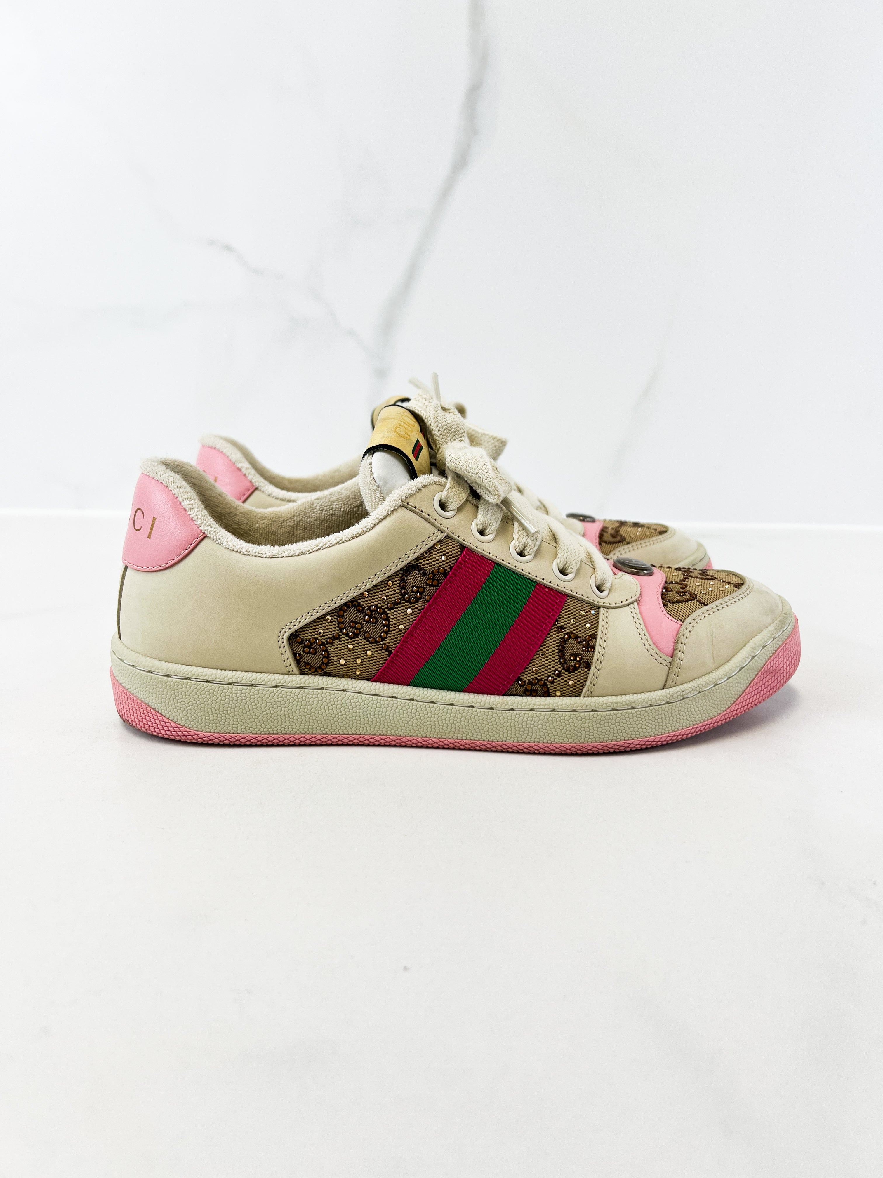 Gucci Screener Sneaker with Crystals Size 37