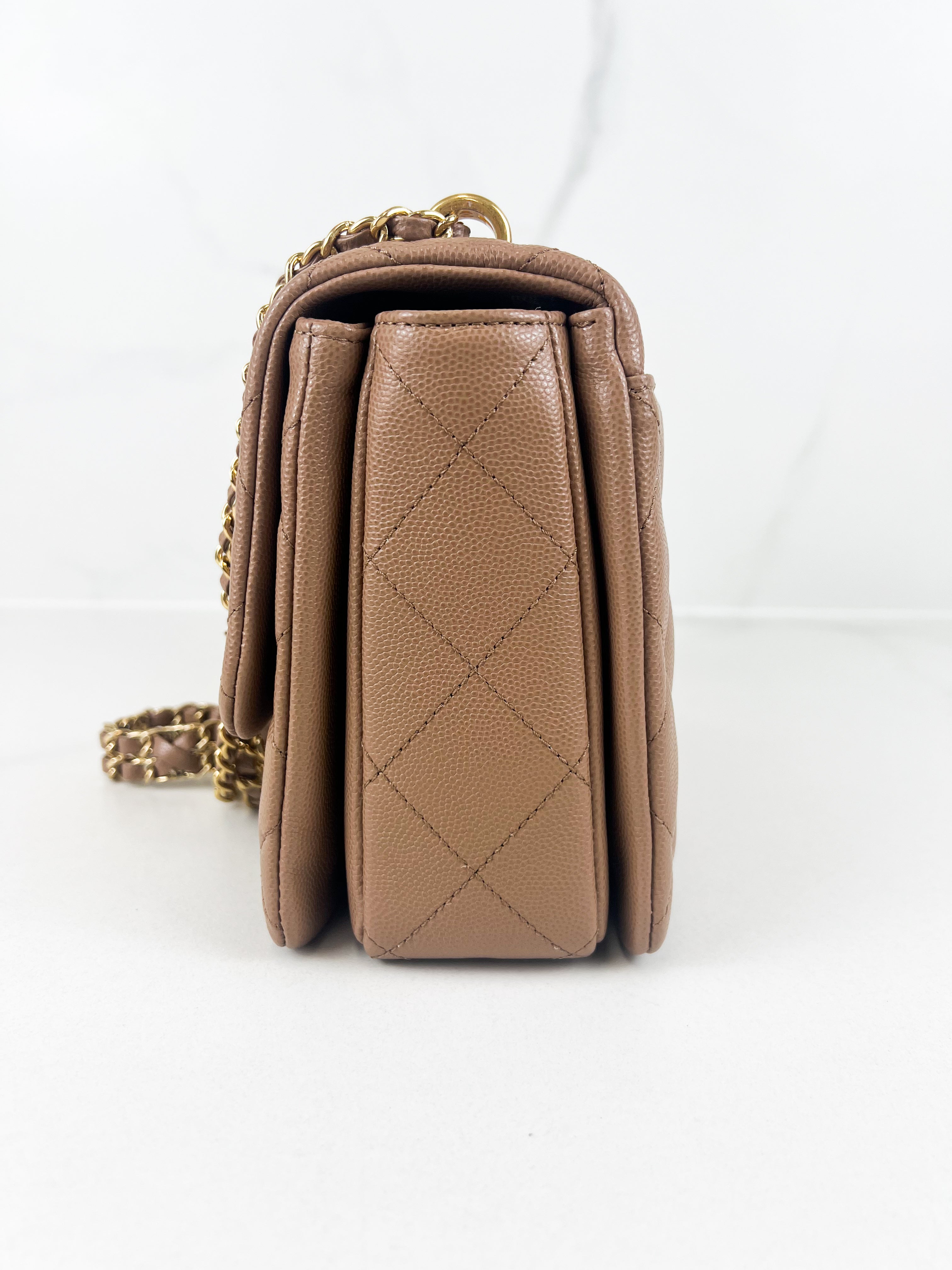 Chanel Coco First Flap in Dark Beige Caviar Leather with GHW