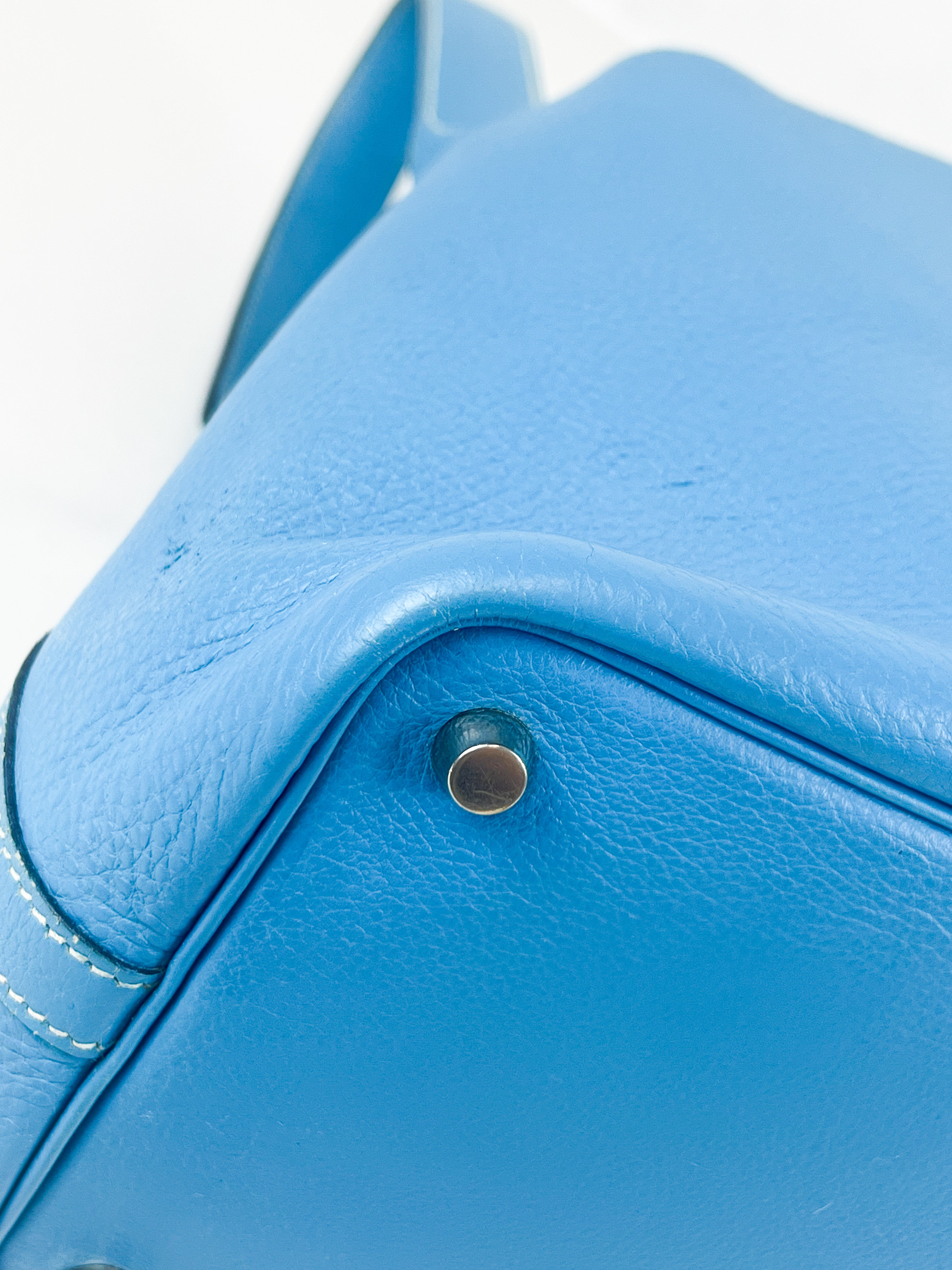 Hermes Vintage Picotin 18 in Bleu Jean Clemence Leather