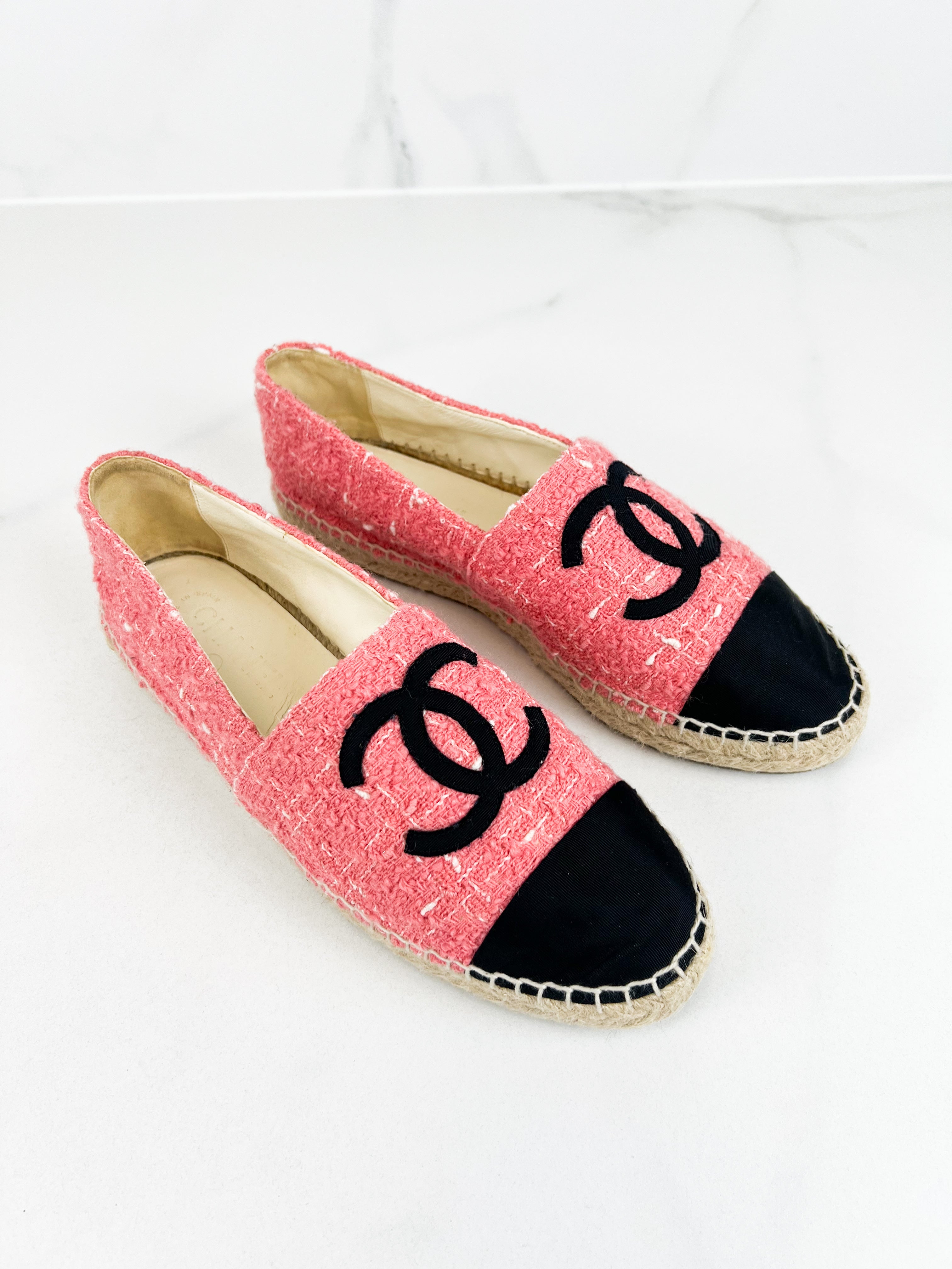 Chanel CC Tweed Espadrille Size 40