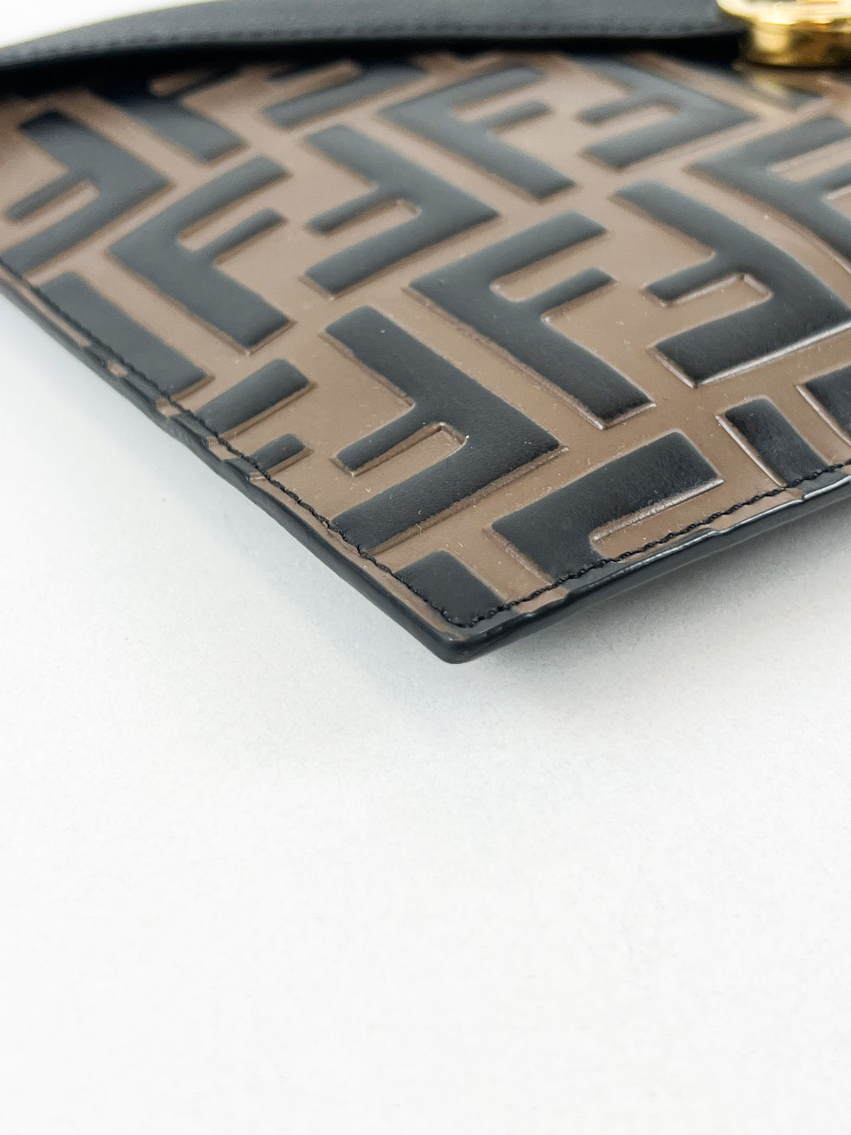 Fendi FF Leather Envelope Clutch