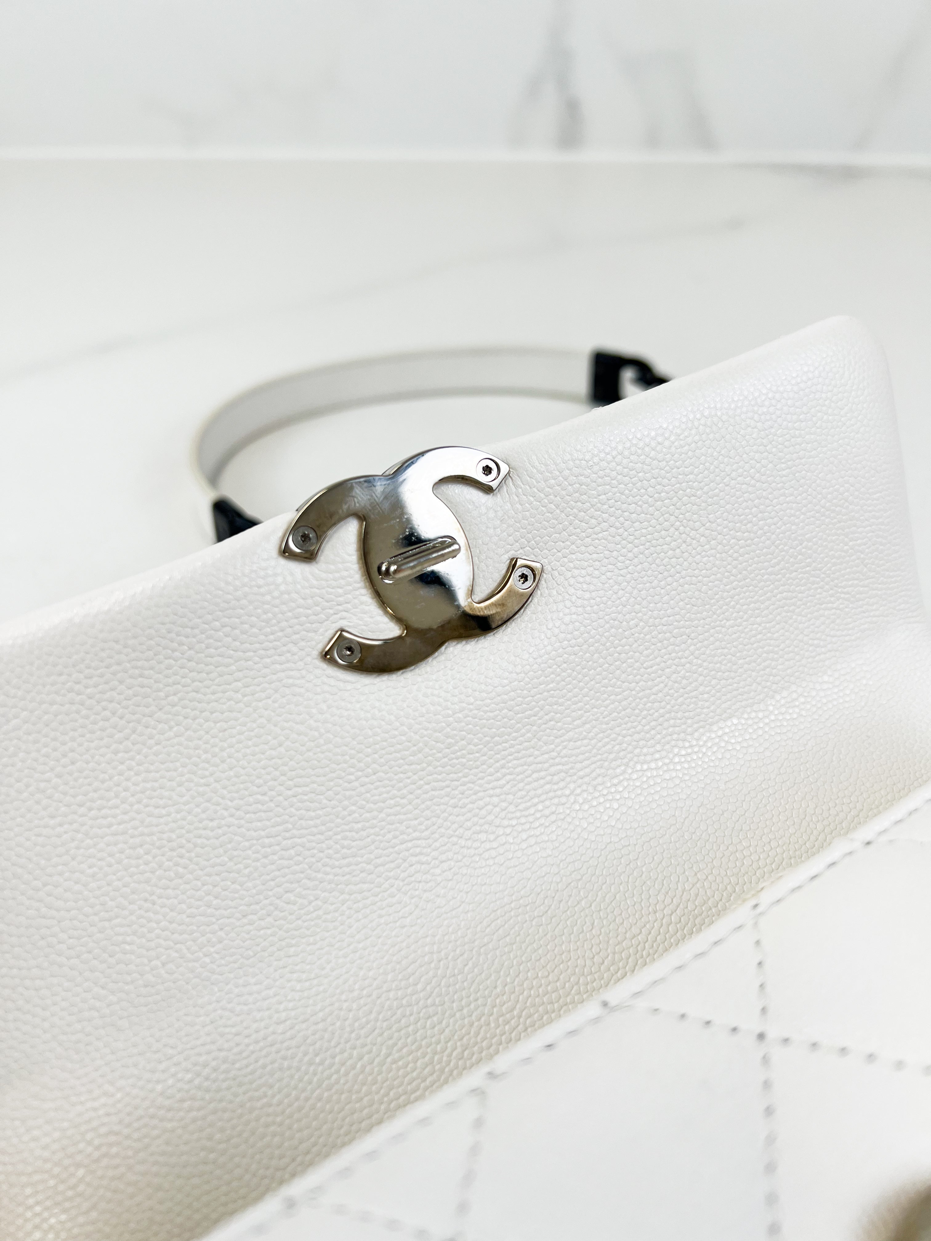 Chanel Caviar White with Black Hardware My Everything Bag