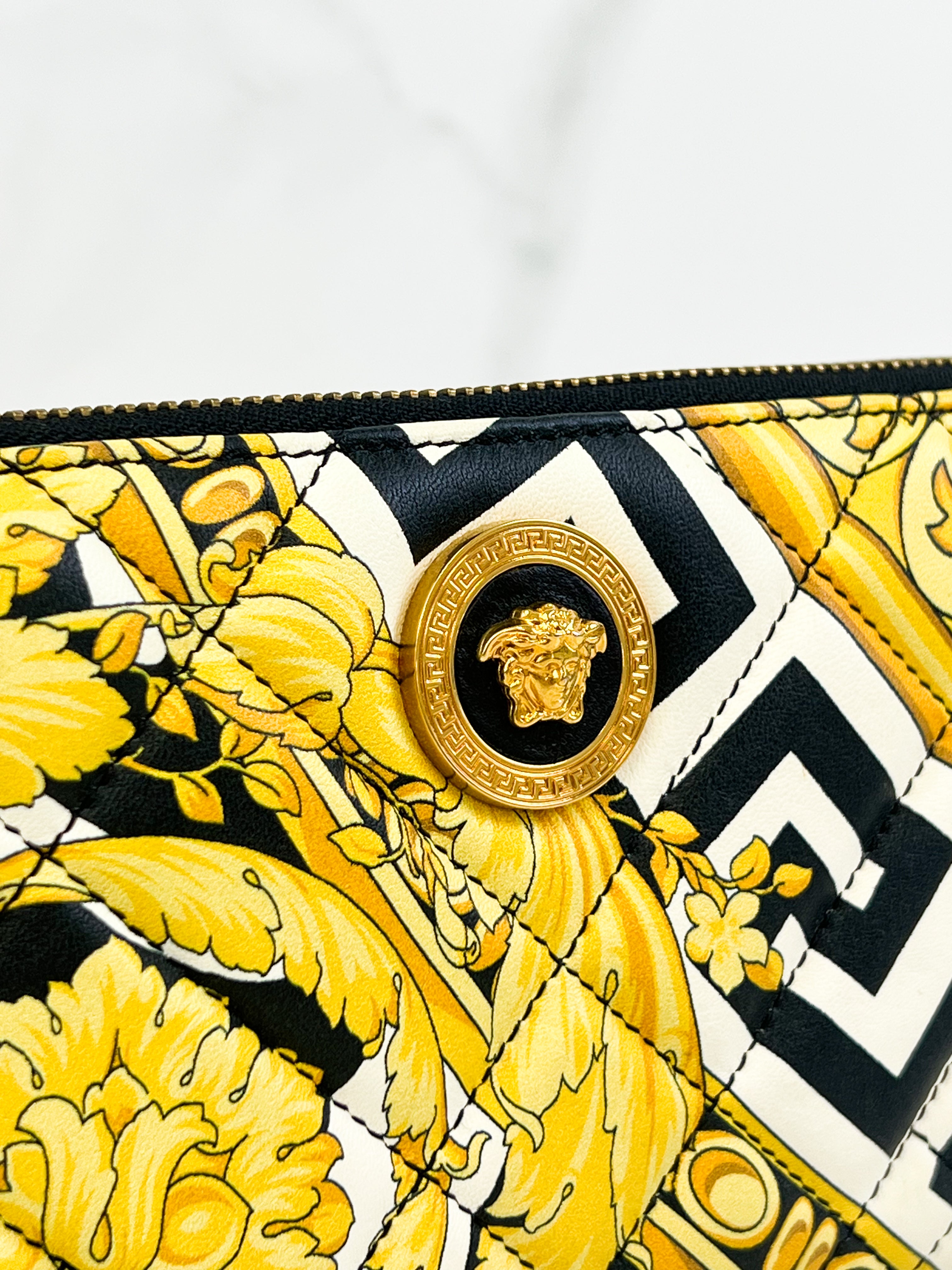 Black & Yellow Leather Tribute Zip Wallet