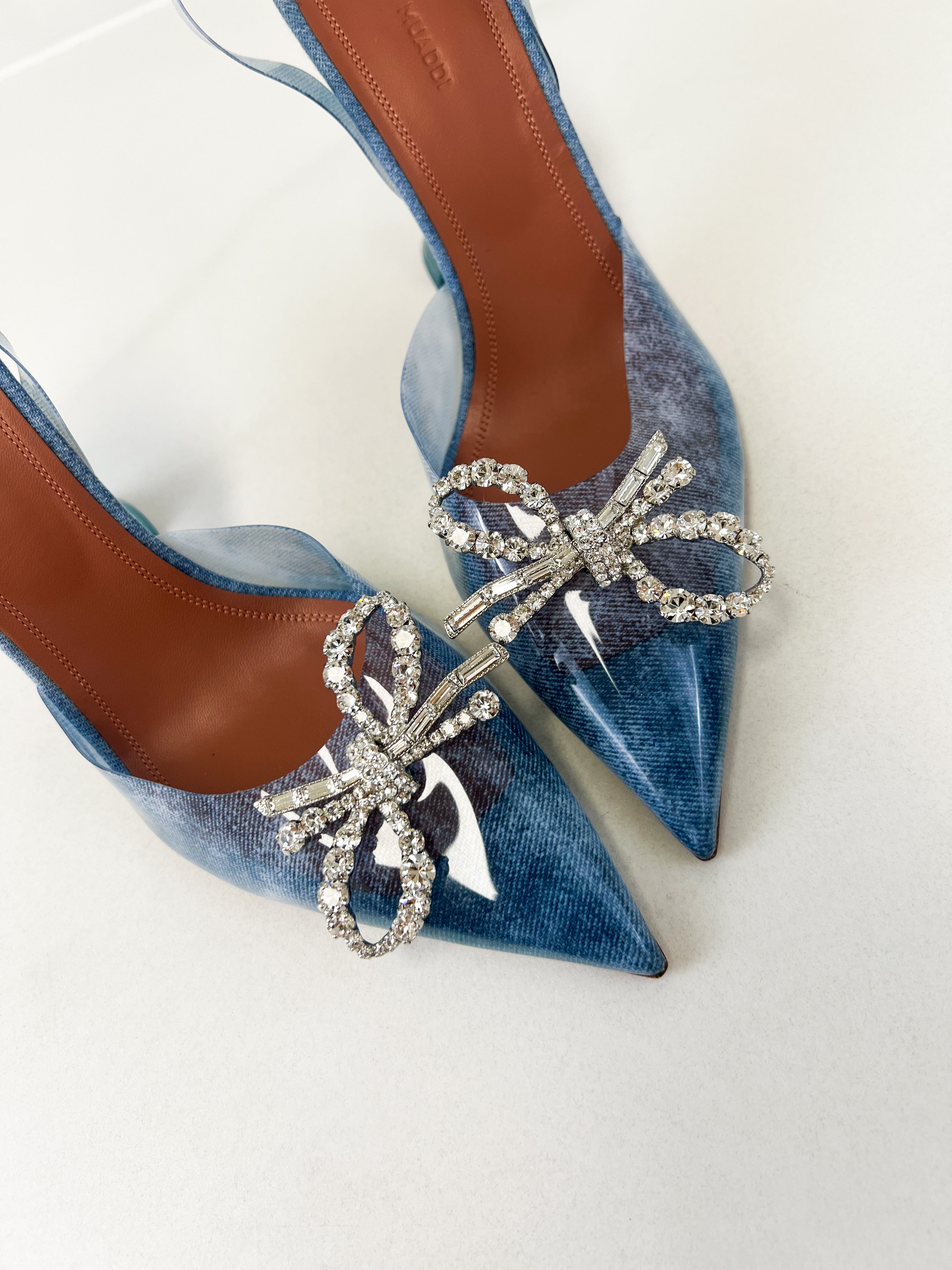 Amina Muaddi Rosie Glass Sling 95mm Pump Size 40