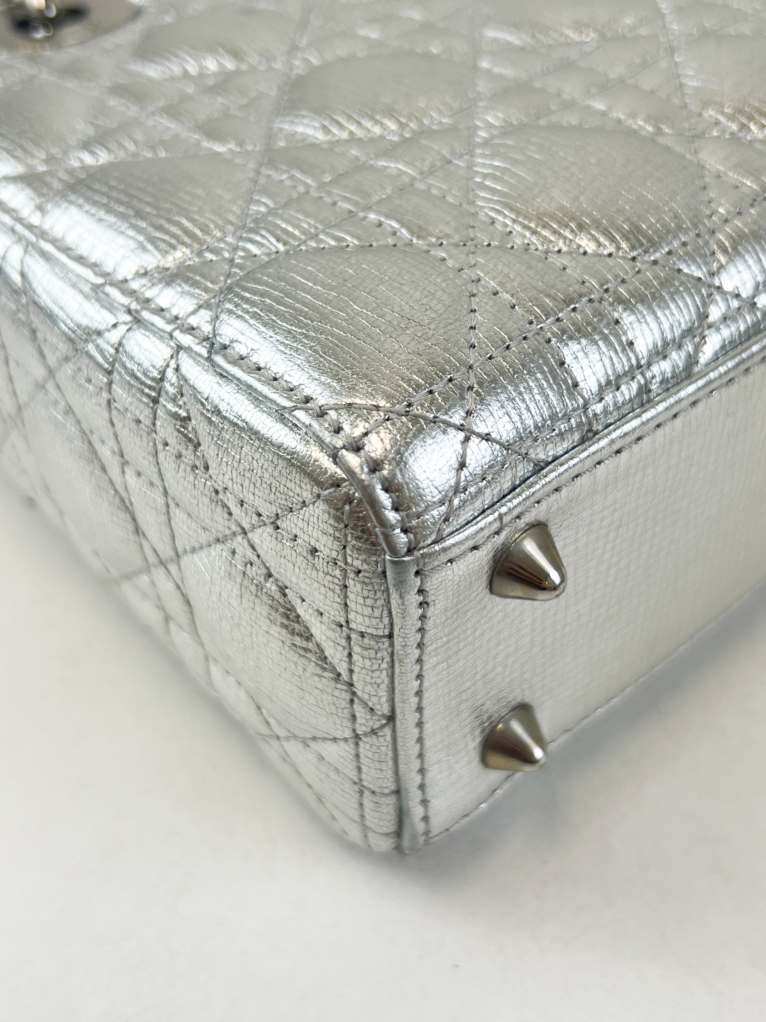 Christian Dior Small Lady Dior Silver with SHW