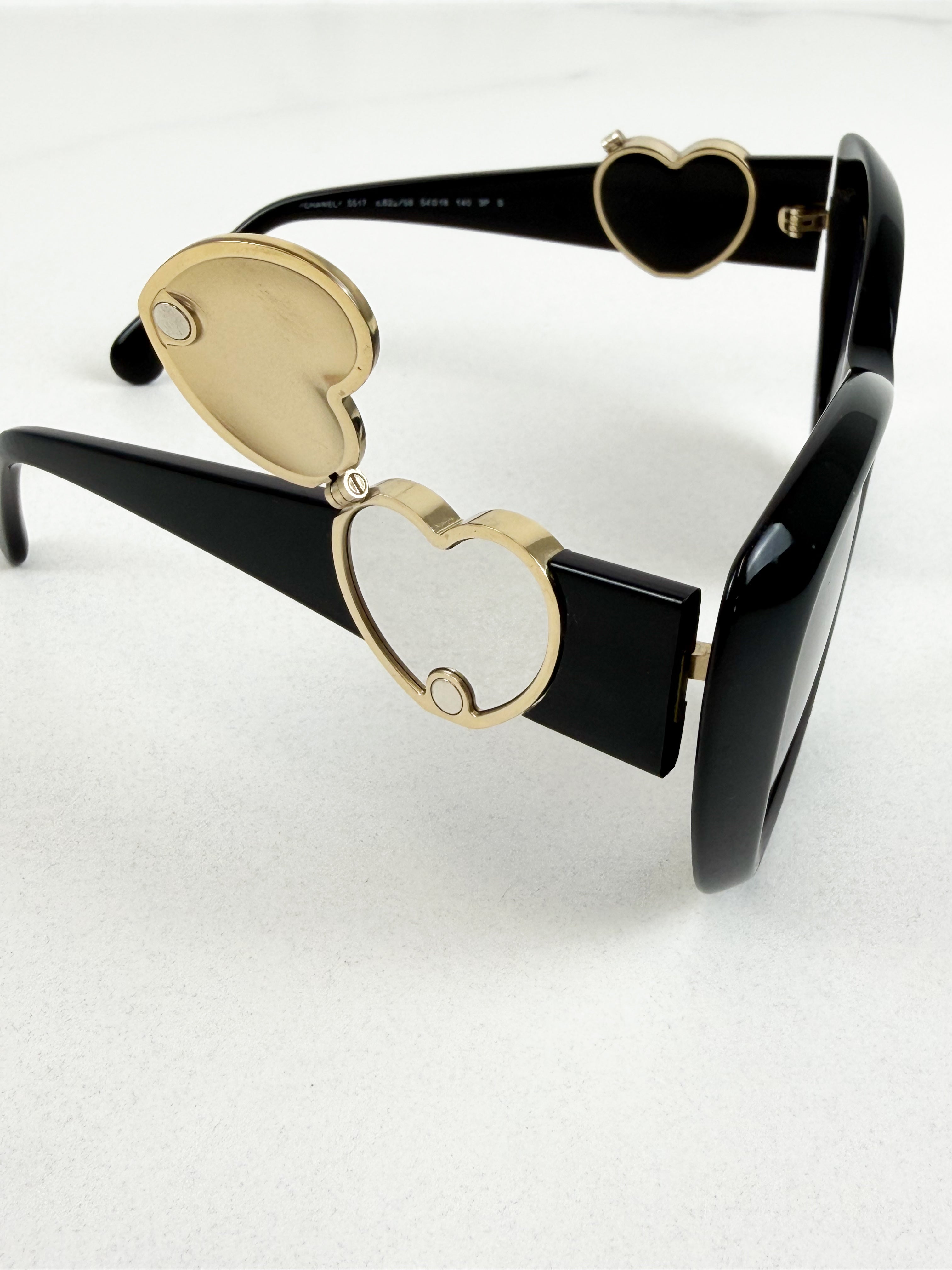 Chanel Heart Logo Black Sunglasses