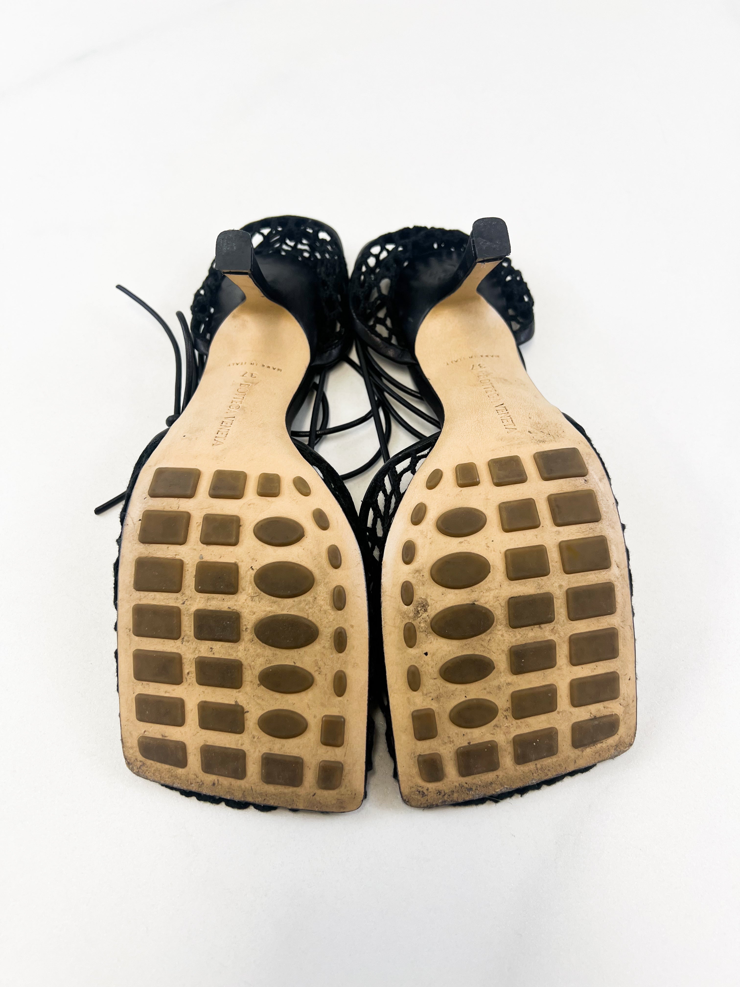 Bottega Veneta Stretch Lace Up Sandal Heel Size 37
