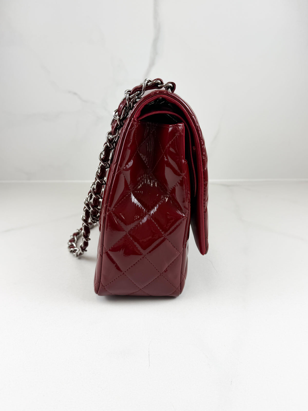 Chanel Red Patent Classic Jumbo Double Flap Bag