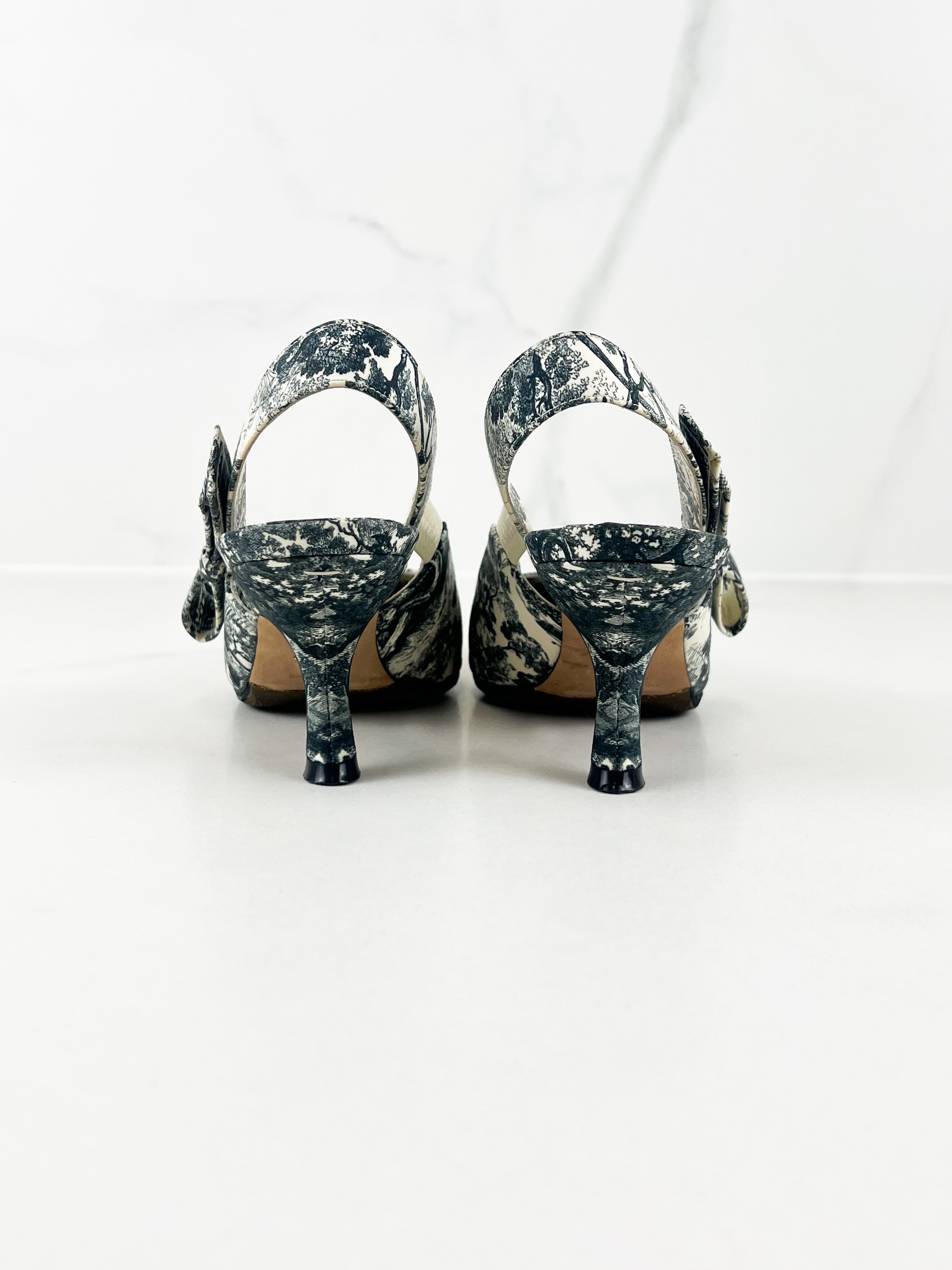Christian Dior Toile de Jouy Sweet D Slingback Pumps Size 36D