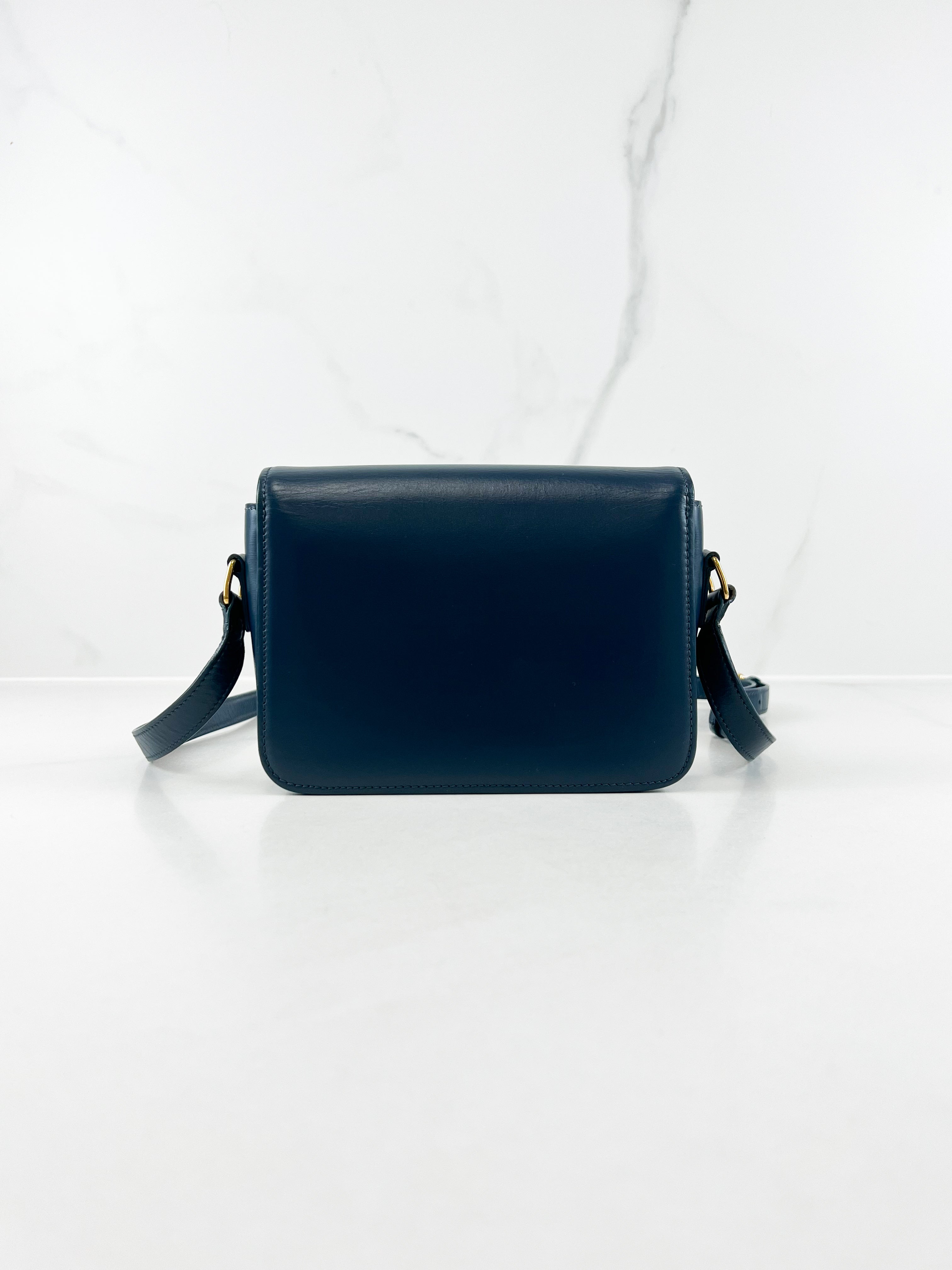 Celine Teen Triomphe Bag in Petrol Calfskin