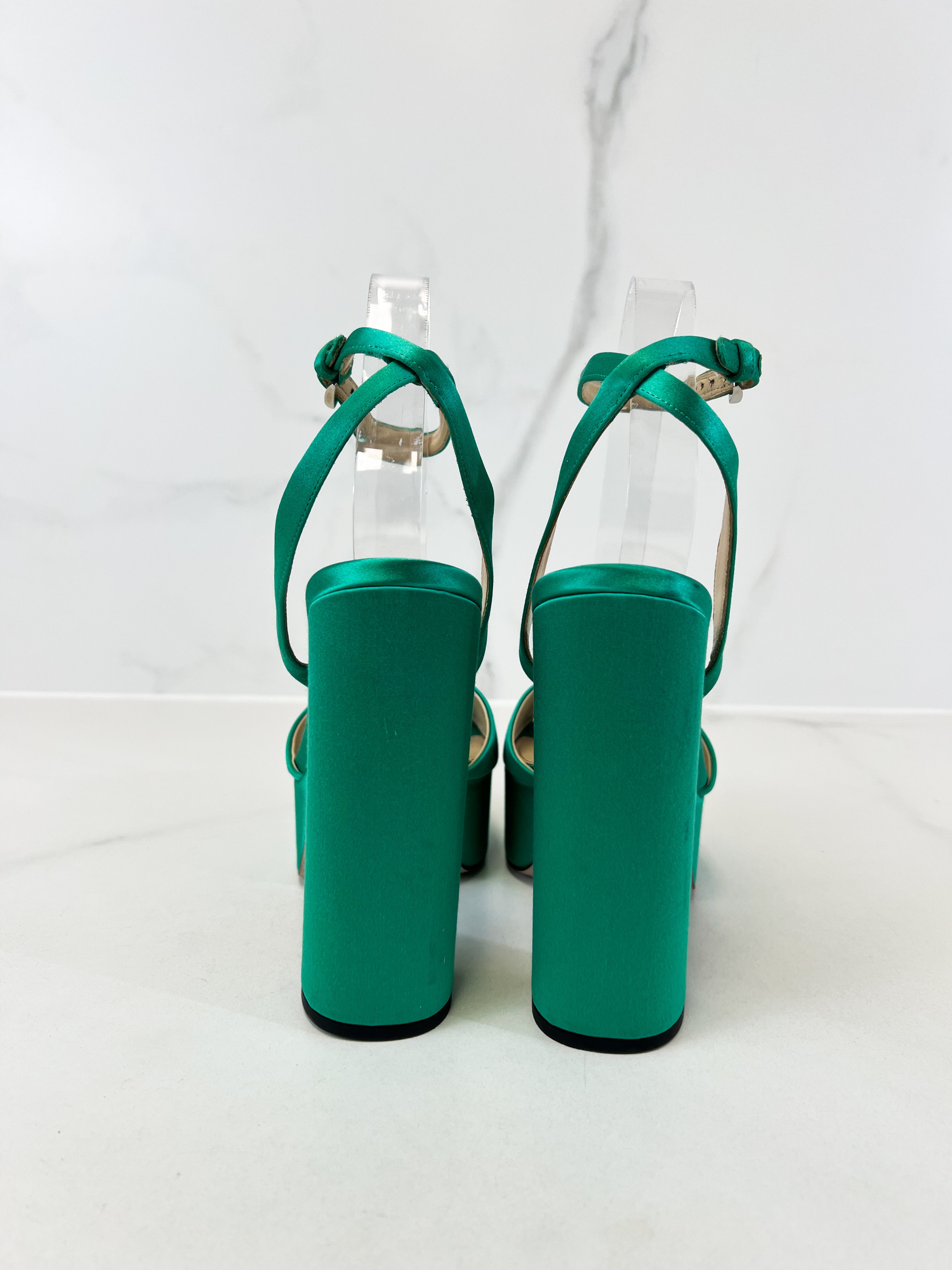 Prada 140mm Platform Satin Heel Size 38