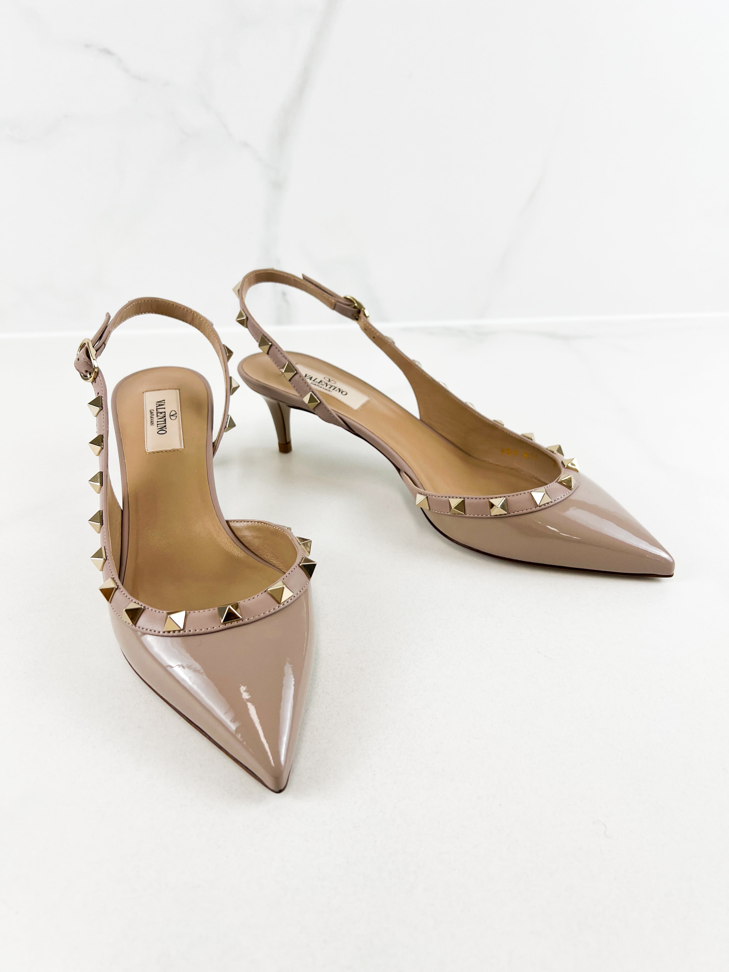 Valentino Rockstud Patent Slingback Pumps Size 38
