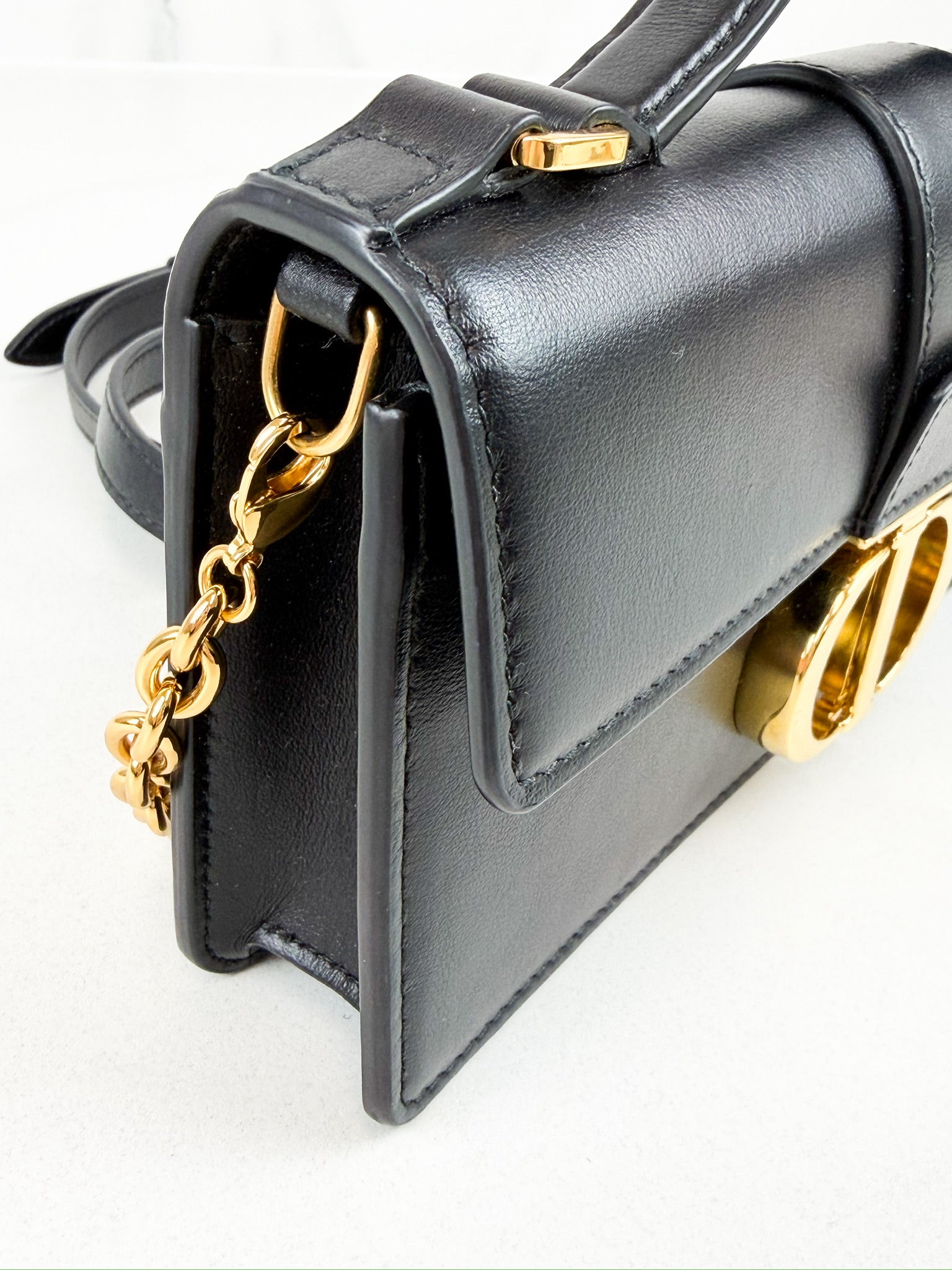 Christian Dior Miss Montaigne Mini Black Leather Top Handle Bag