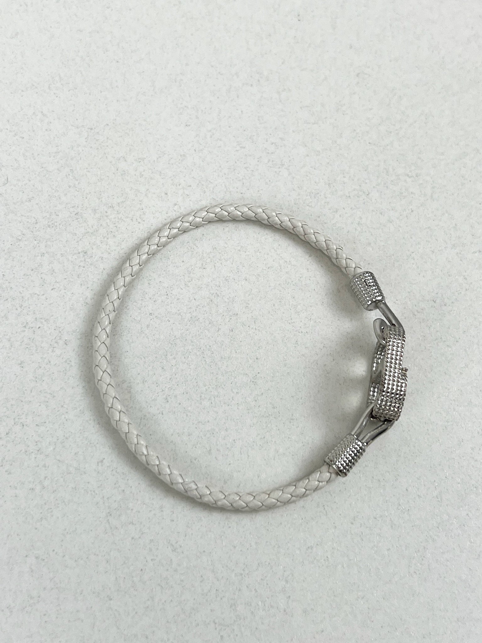 Christian Dior CD Icon Woven Leather Bracelet in White