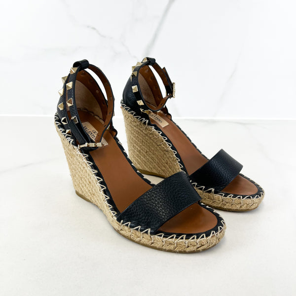 Valentino Rockstud Double Leather Wedge Size 37