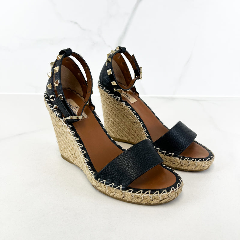Valentino Rockstud Double Leather Wedge Size 37