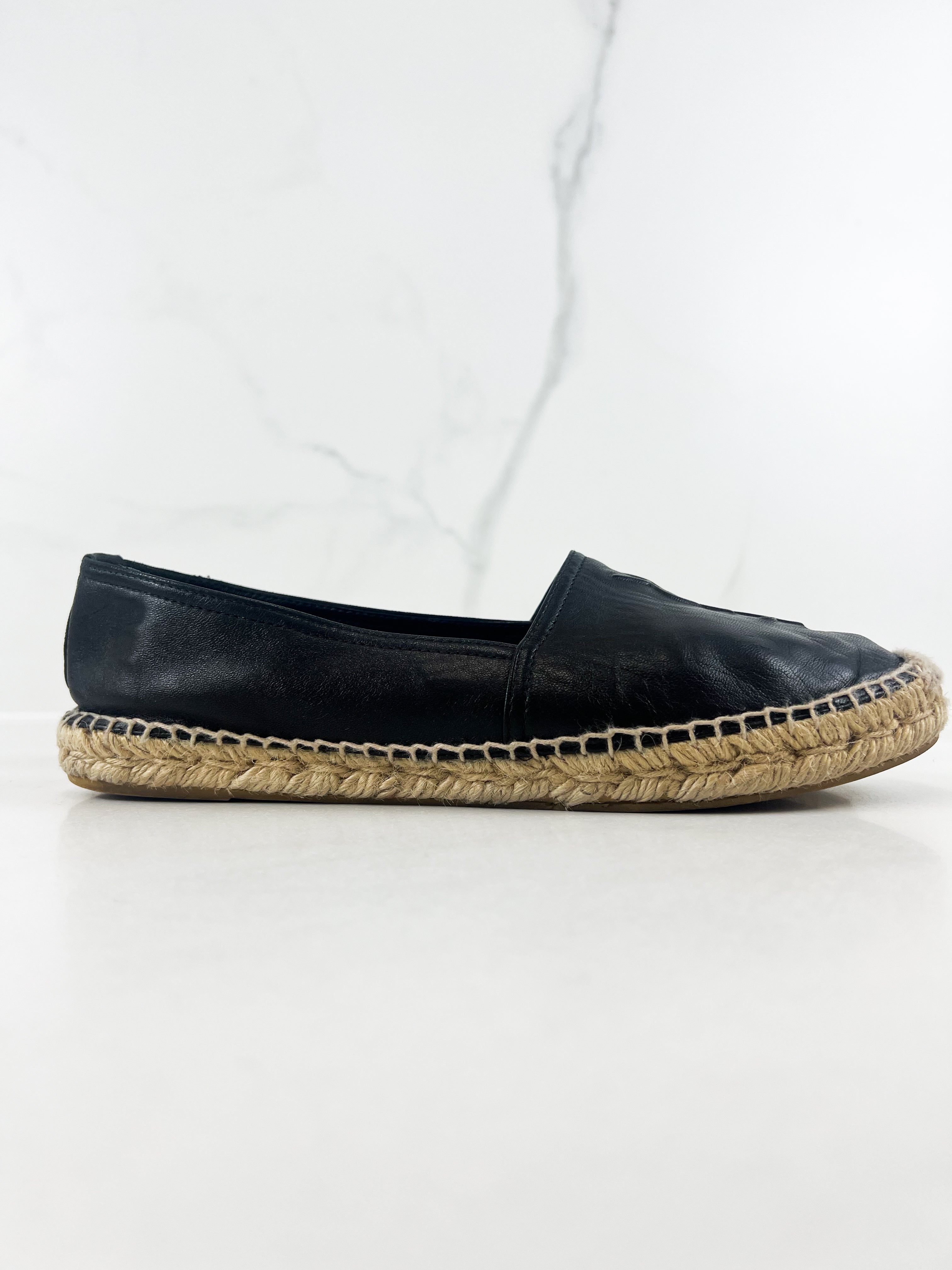 Saint Laurent Black Monogram Espadrilles Size 41.5