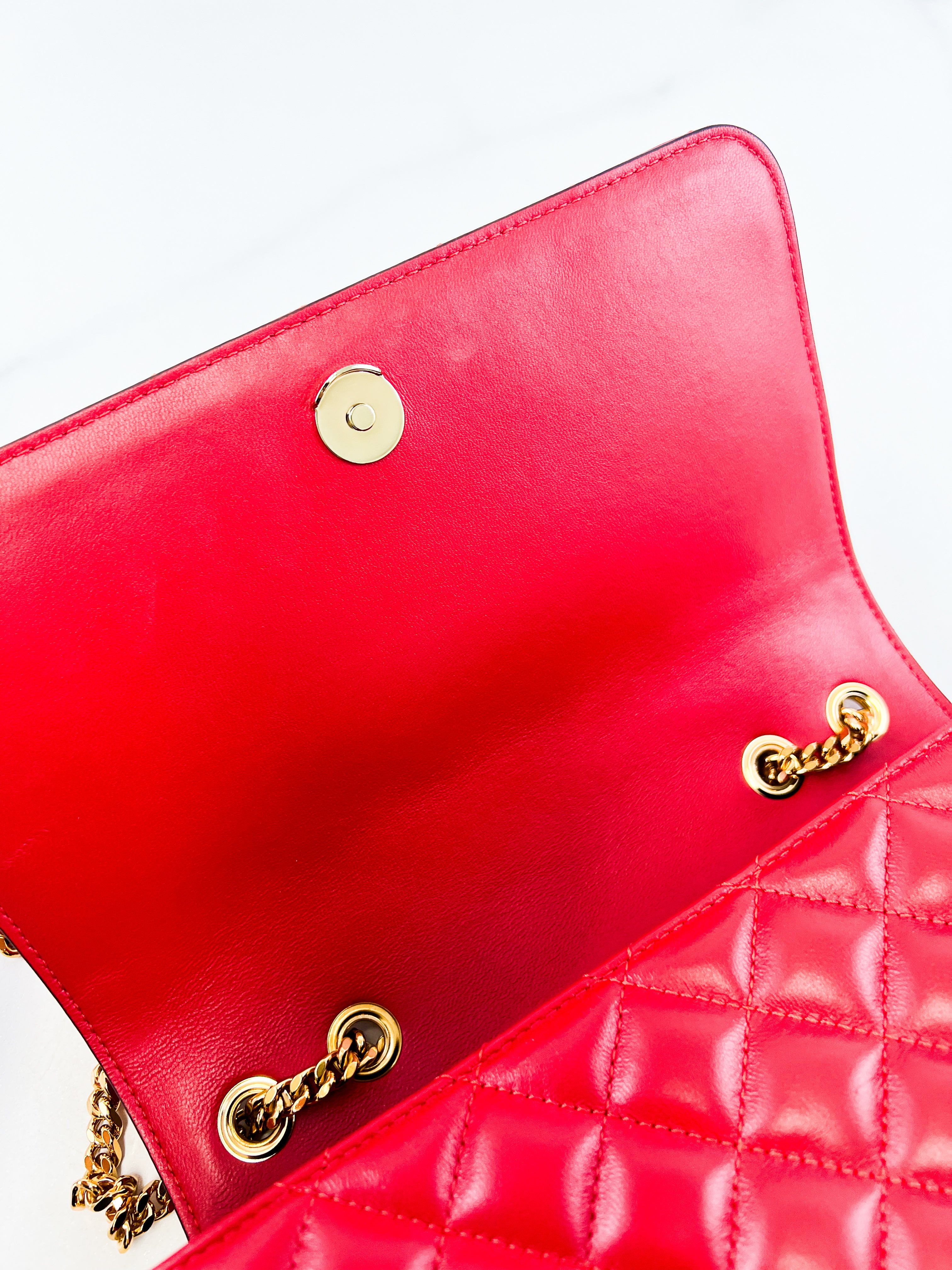 Versace Red Quilted Leather Shoulder Bag
