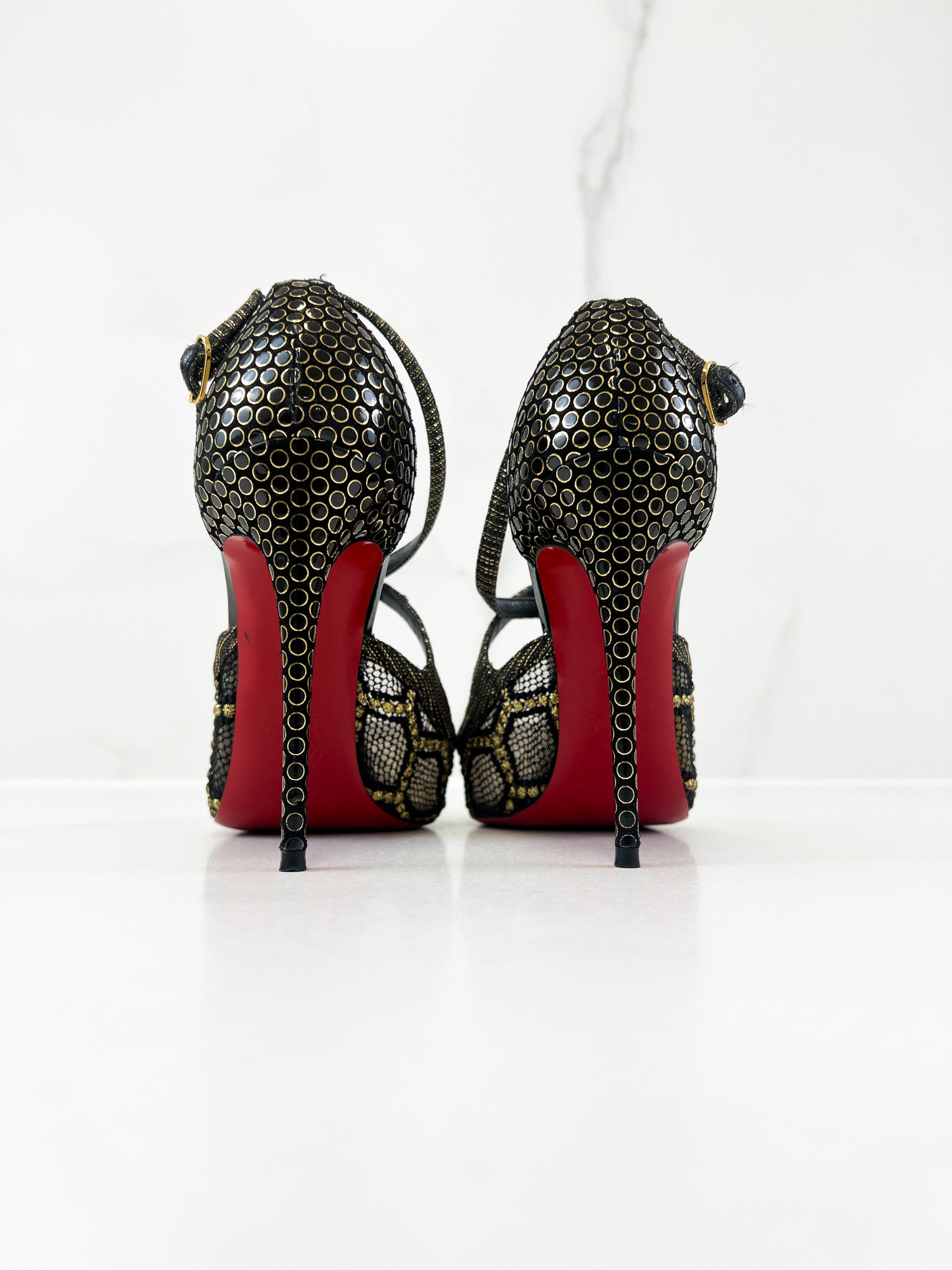 Christian Louboutin Black Lace Twistissima Pump Size 37