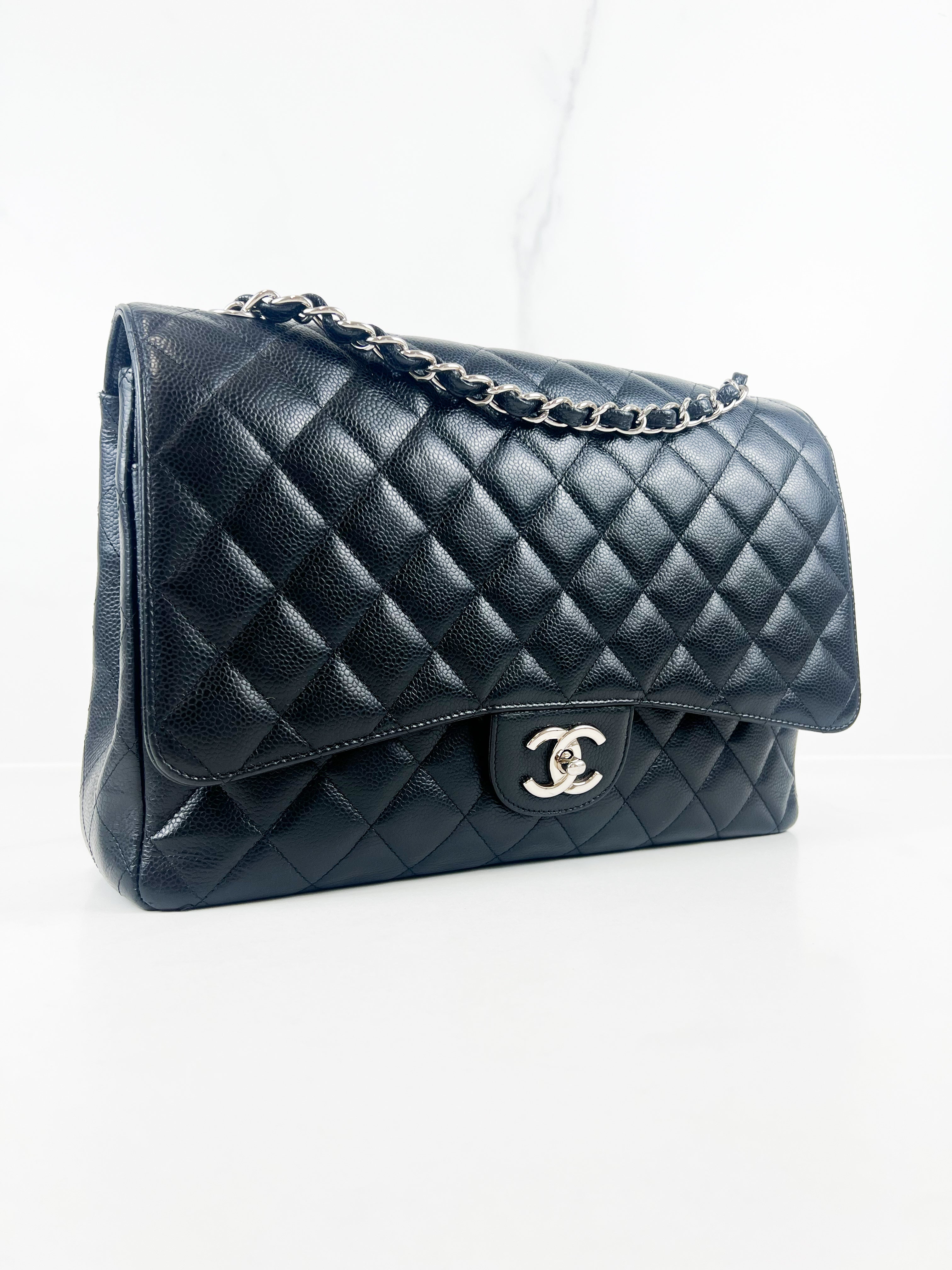Chanel Jumbo Black Classic Double Flap Caviar Shoulder Bag
