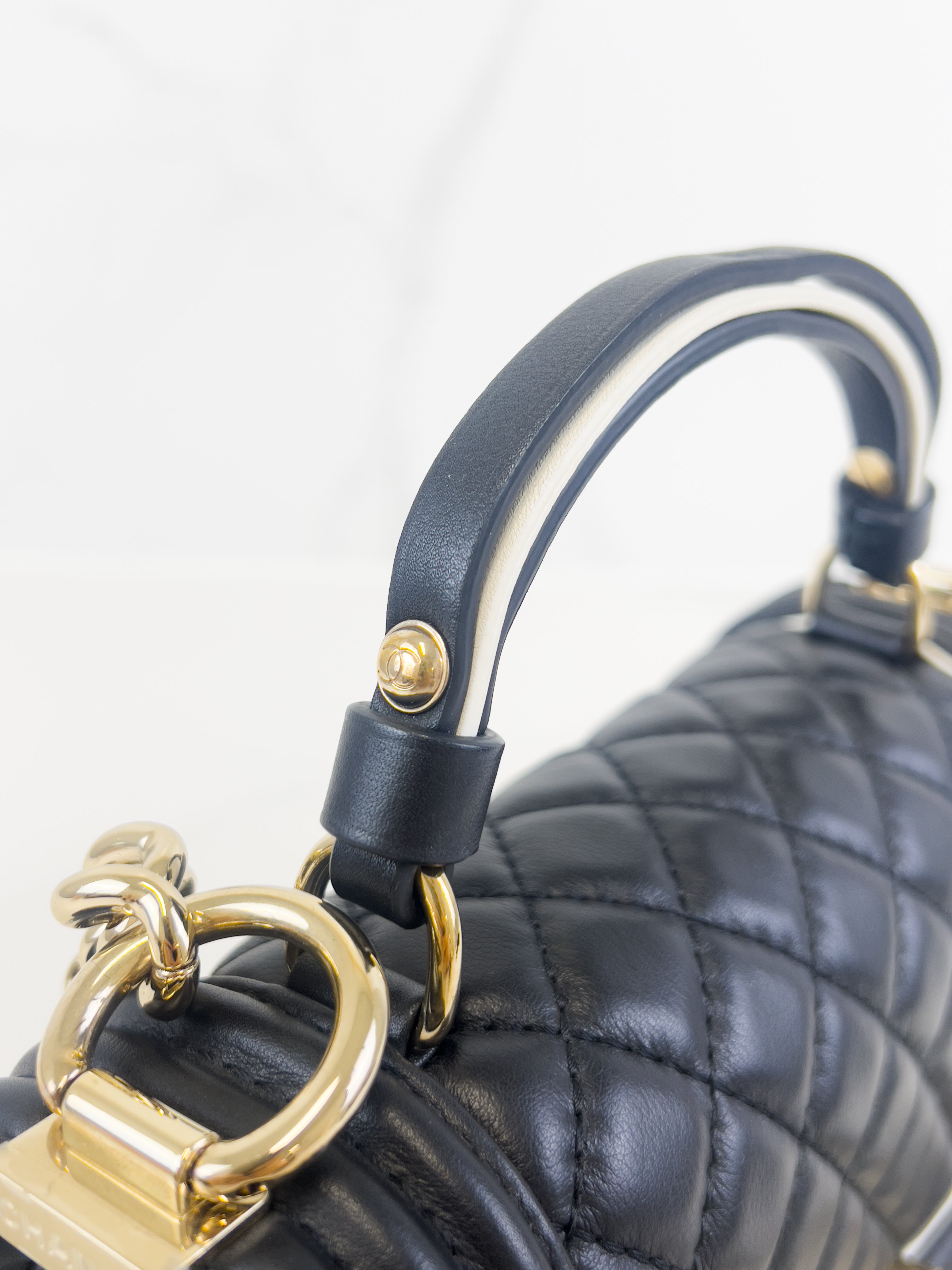 Chanel Top Handle Small Black Boy Bag with GHW