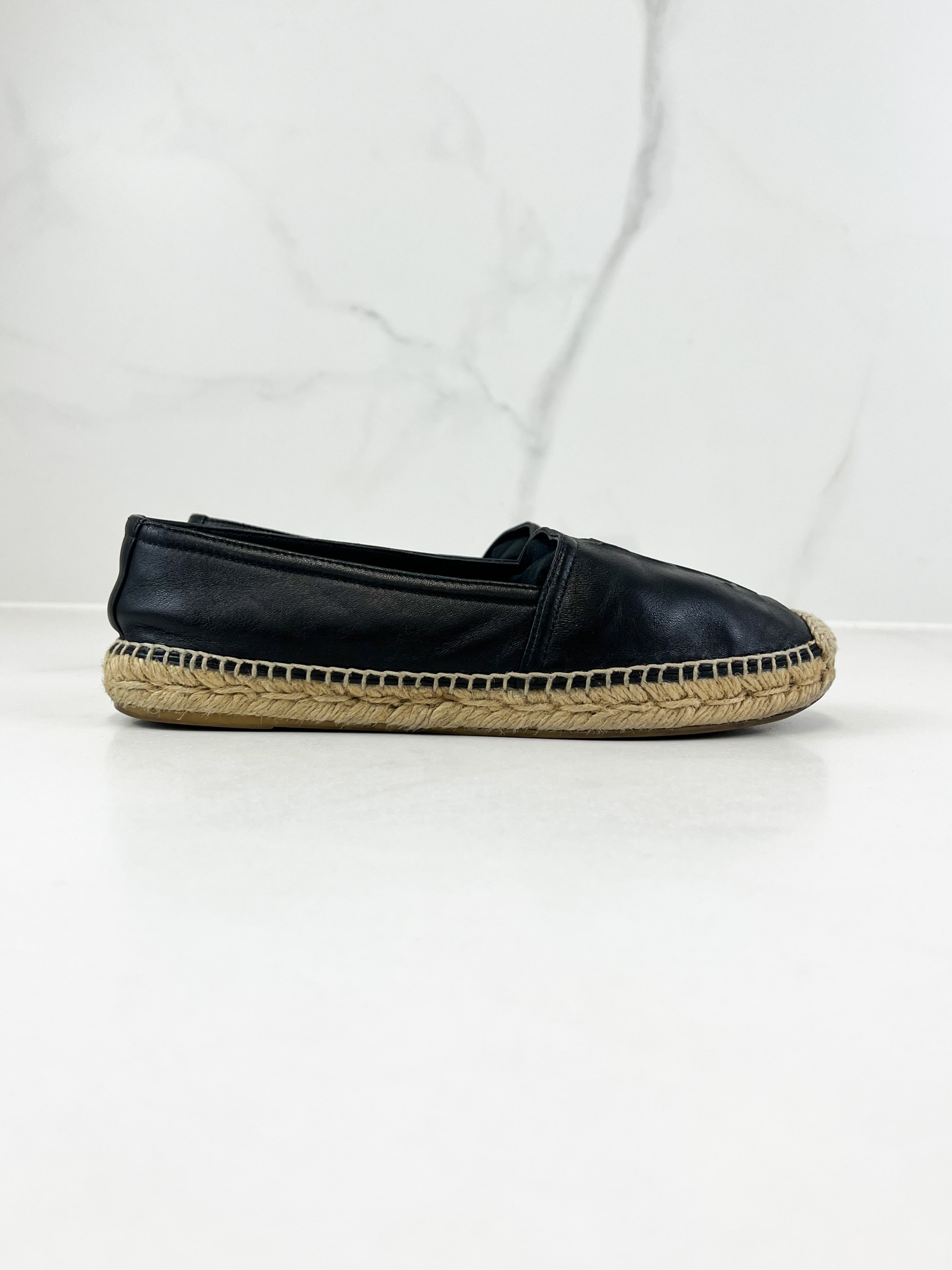 Saint Laurent Black Monogram Espadrilles Size 36